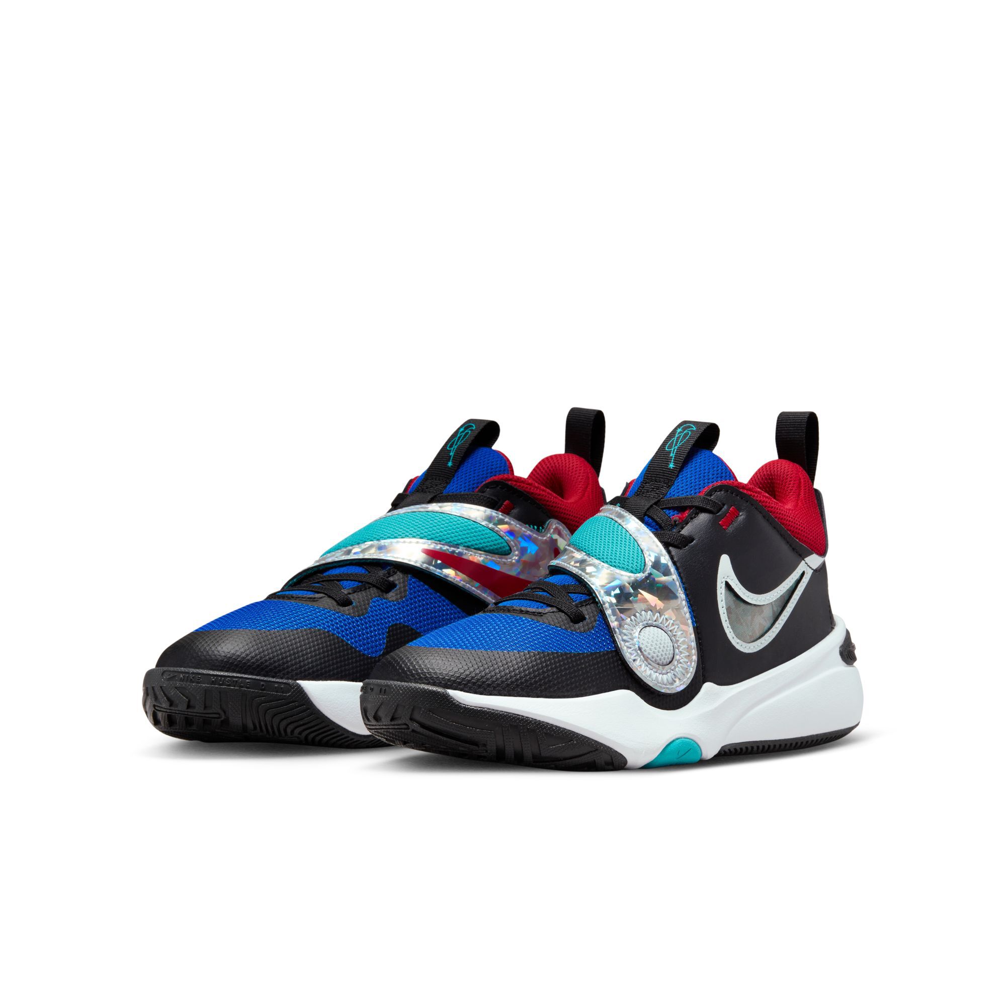 Nike Team Hustle D 11 SE, Negro/Blanco-Game Royal-Rojo Universitario, hi-res