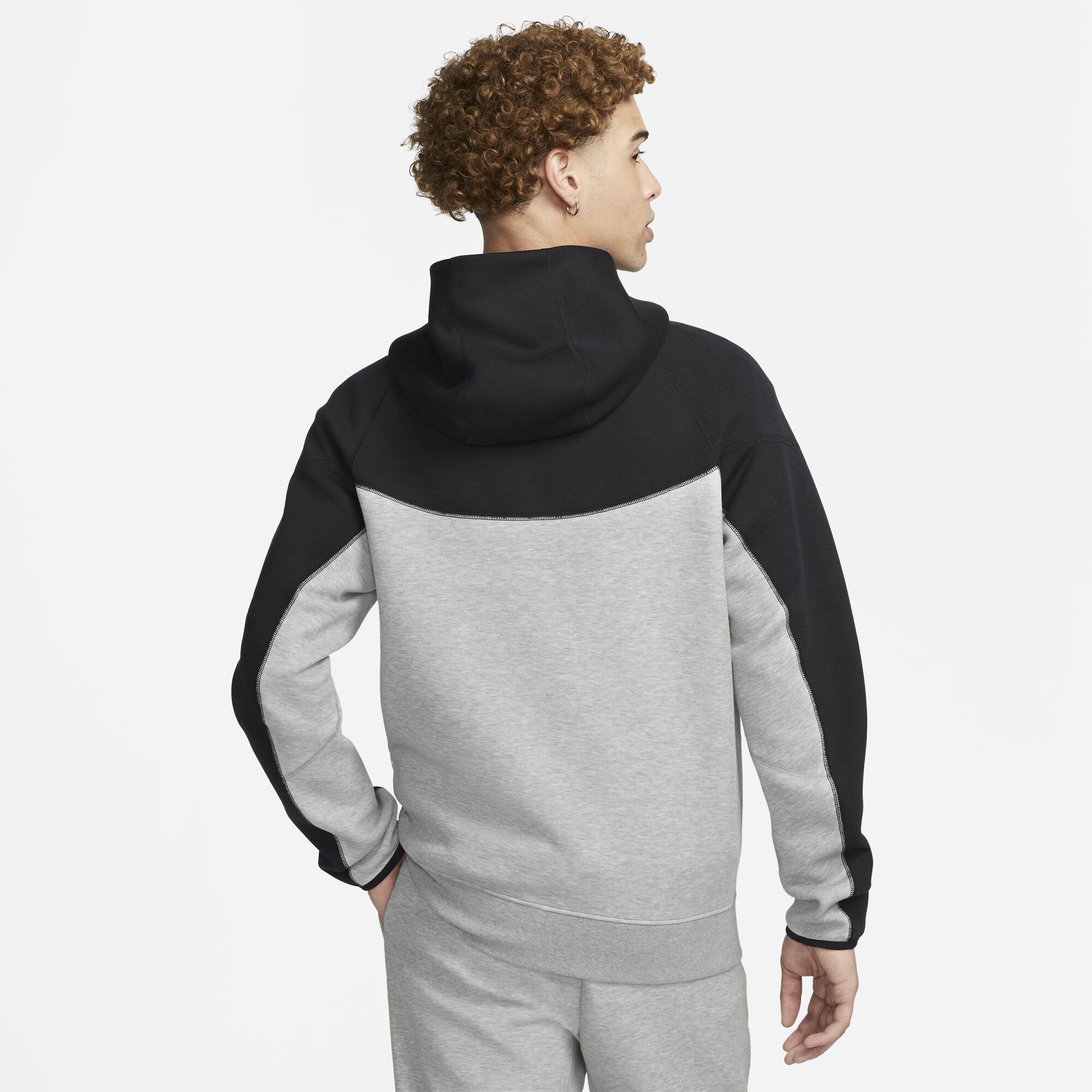 Nike Sportswear Tech Fleece Windrunner, Gris Oscuro Jaspeado/Negro/Blanco, hi-res