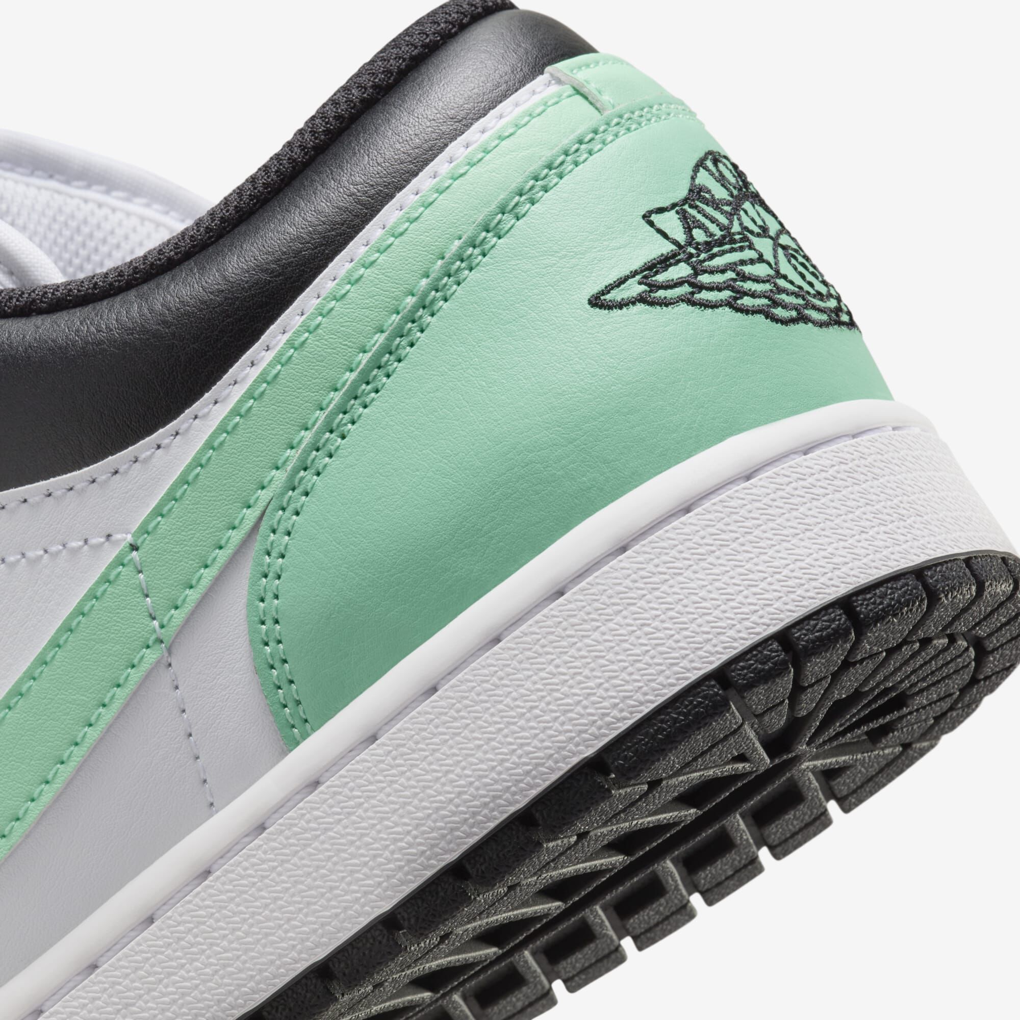 Air Jordan 1 Low, Blanco/Verde resplandor/Negro, hi-res