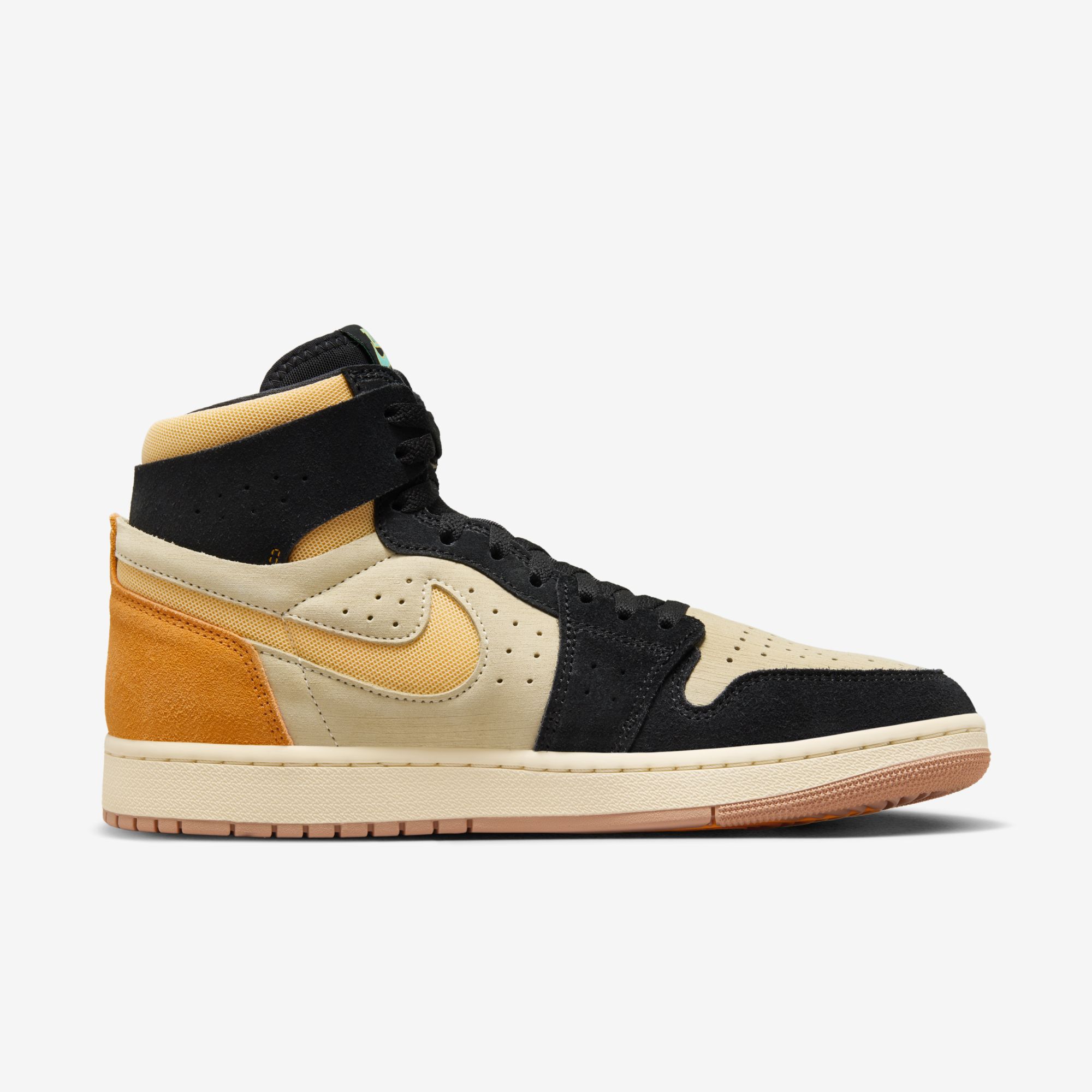 Air Jordan 1 Zoom Comfort 2, Muselina/Negro/Naranja vivo/Oro celeste, hi-res