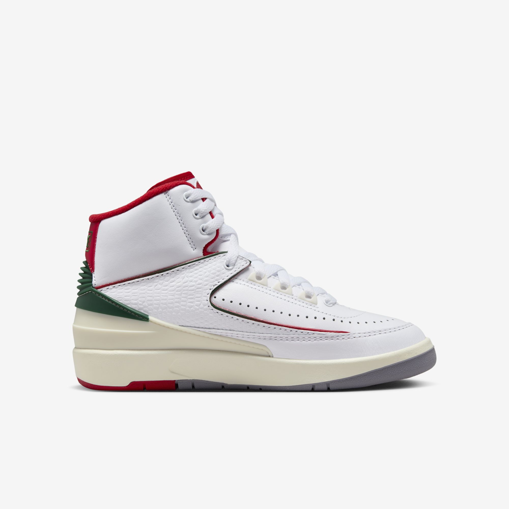 Air Jordan 2 Retro, Blanco/Fuego Abeto Rojo-Vela, hi-res