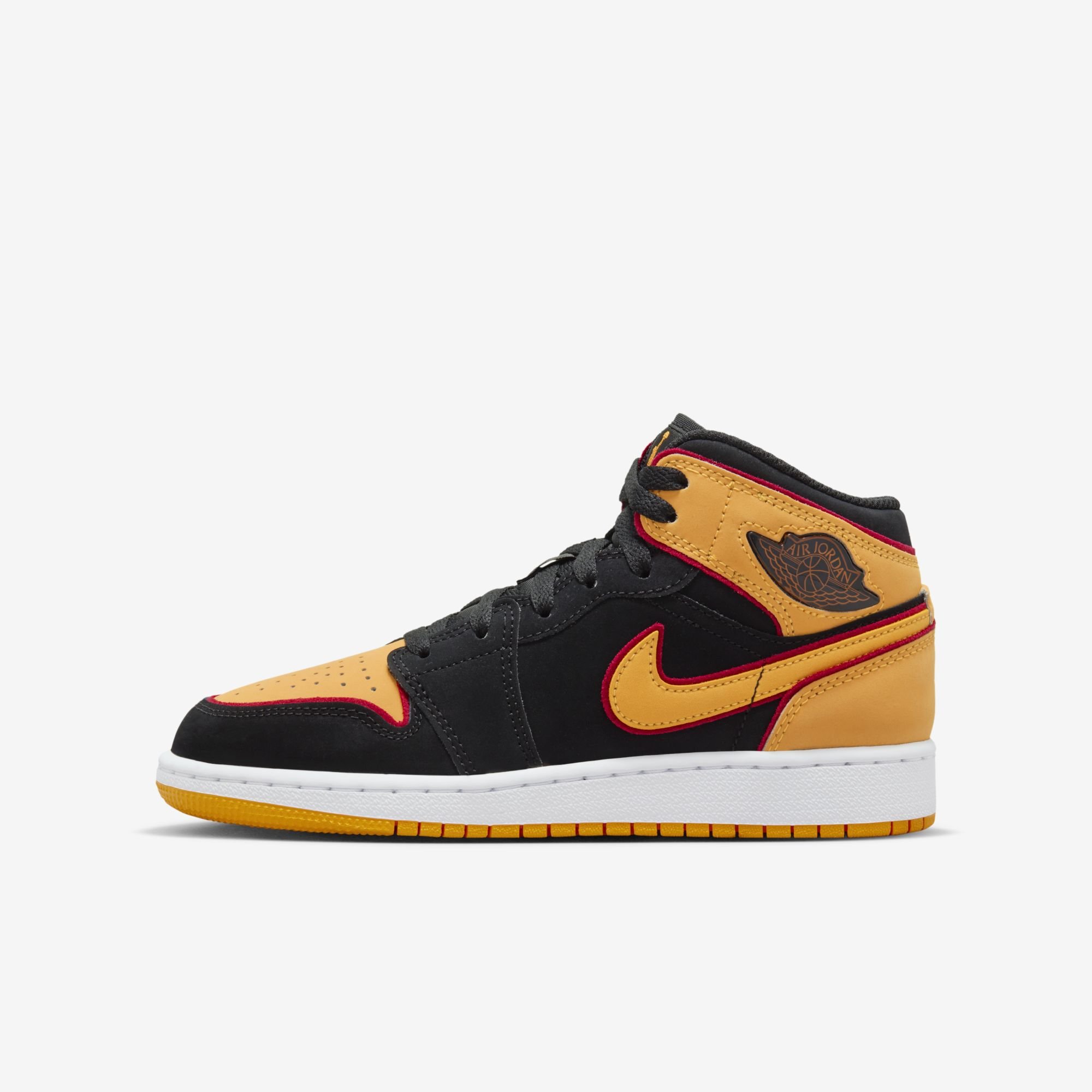 Air Jordan 1 Mid SE, Negro/Rojo cardenal/Blanco/Naranja intenso, hi-res