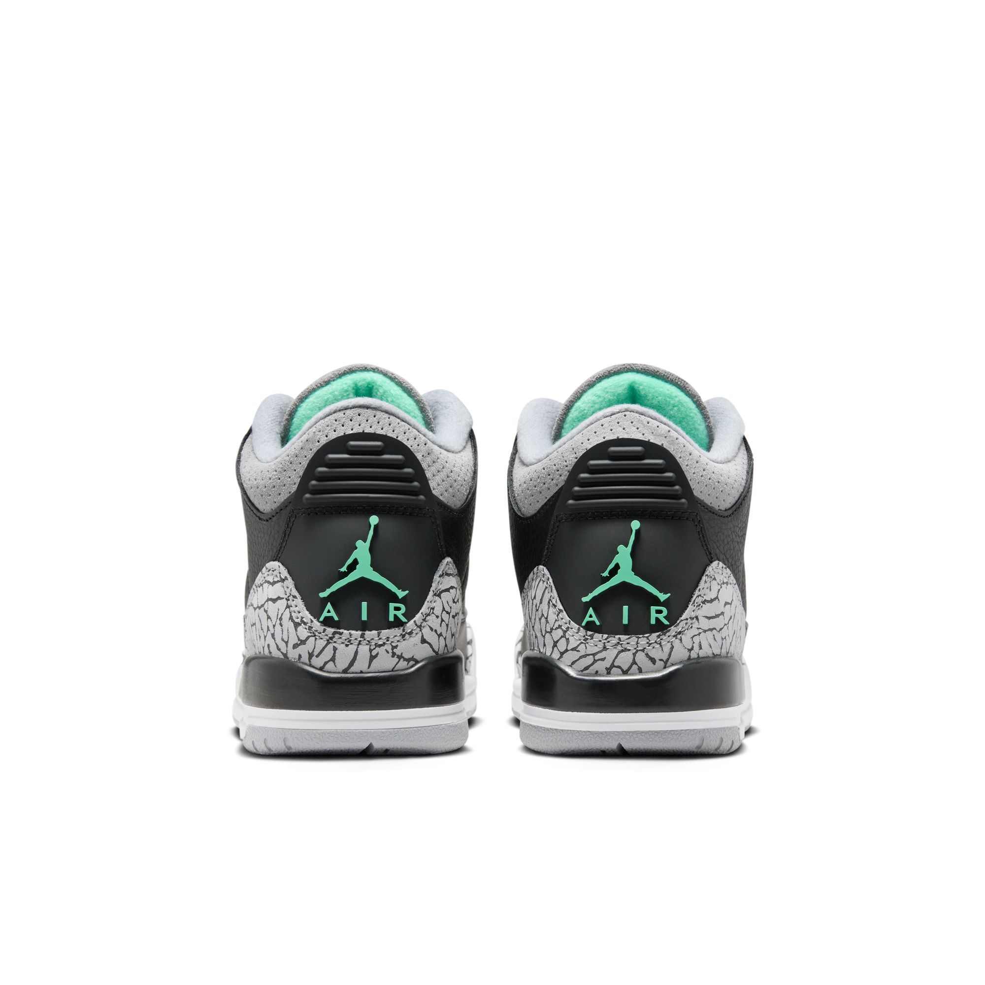 Air Jordan 3 Retro, Negro/Verde Resplandor-Gris Lobo-Blanco, hi-res