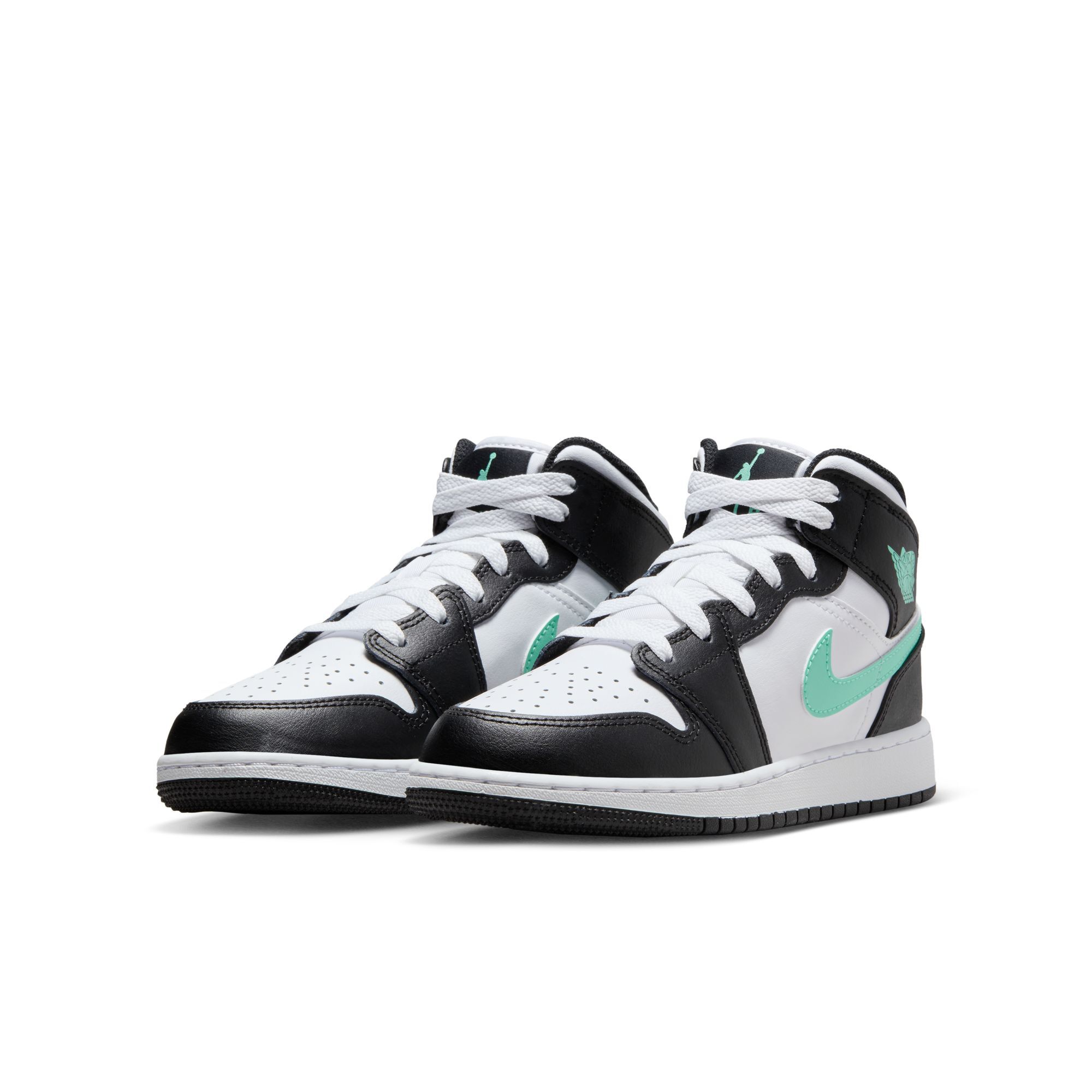 Air Jordan 1 Mid, Blanco/Negro/Verde Resplandor, hi-res