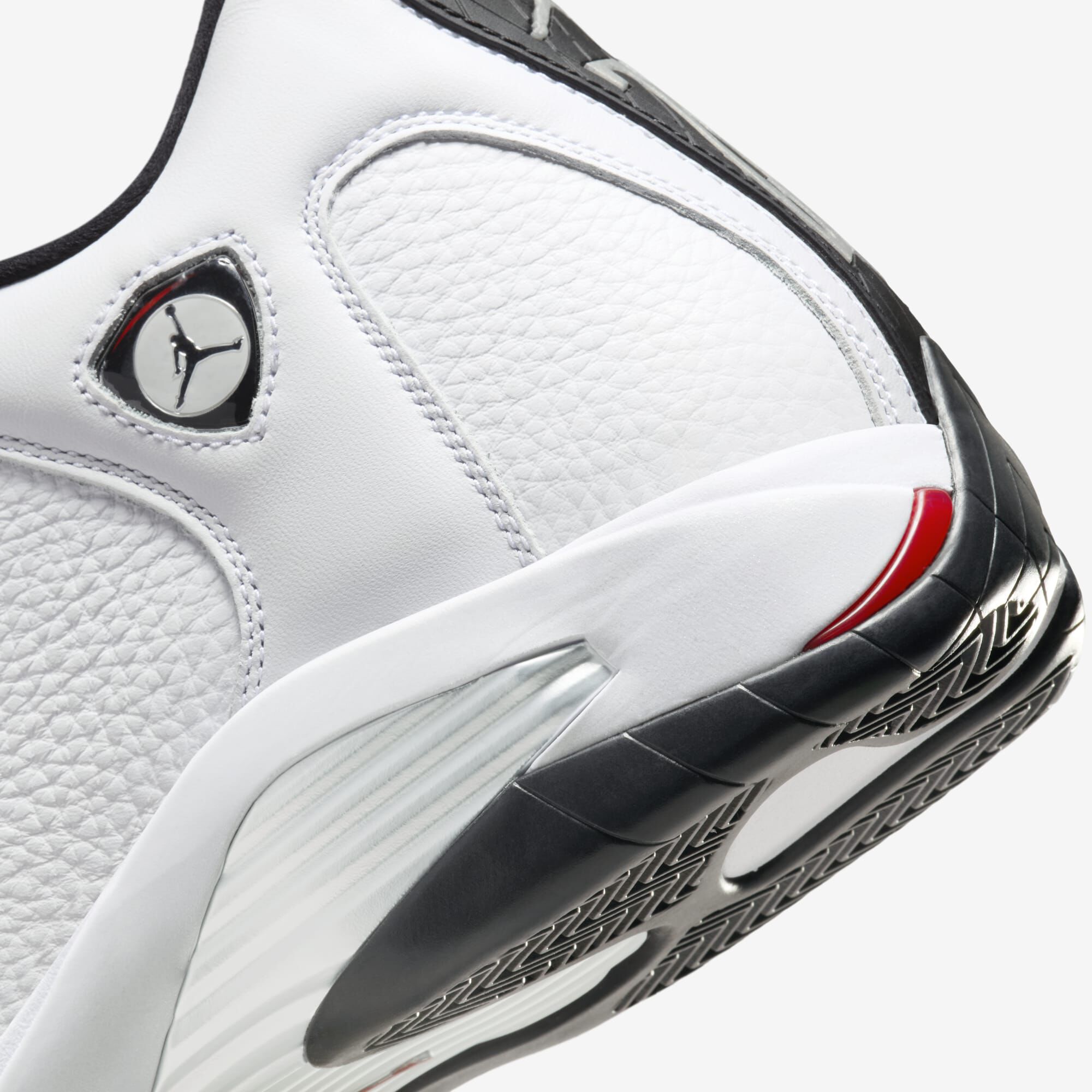 Air Jordan 14 Retro, Blanco/Negro/Plata Metalizado/Rojo Universidad, hi-res