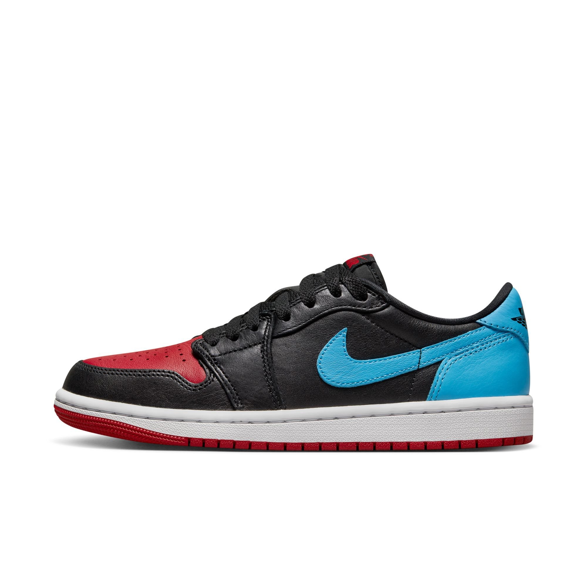 Air Jordan 1 Low OG, Negro/Azul Polvo Oscuro-Rojo Gimnasio, hi-res