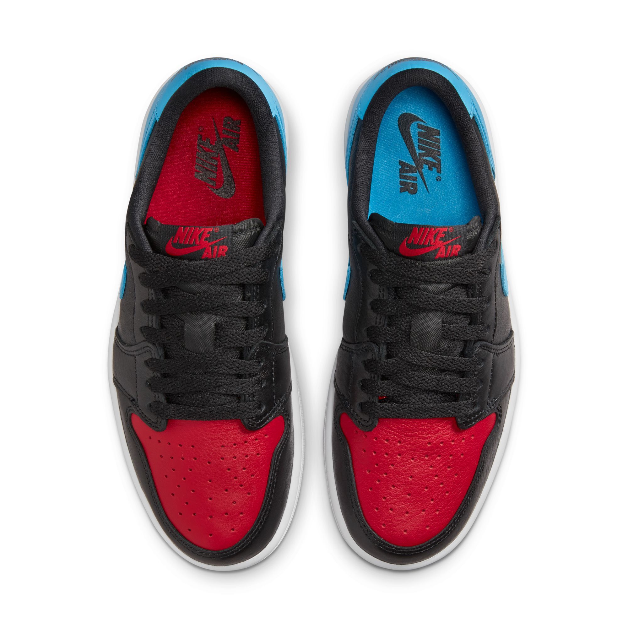 Air Jordan 1 Low OG, Negro/Azul Polvo Oscuro-Rojo Gimnasio, hi-res