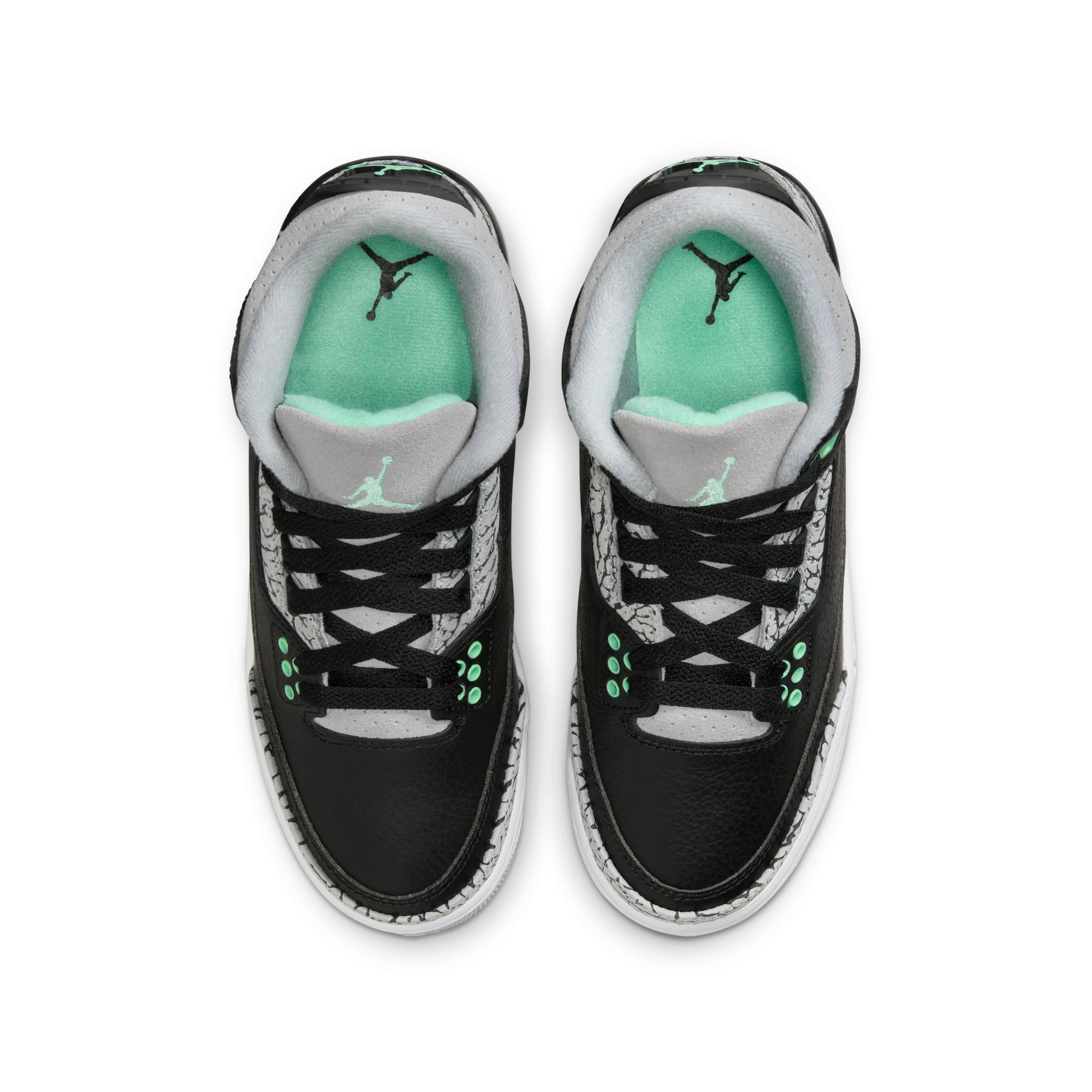 Air Jordan 3 Retro, Negro/Verde Resplandor-Gris Lobo-Blanco, hi-res