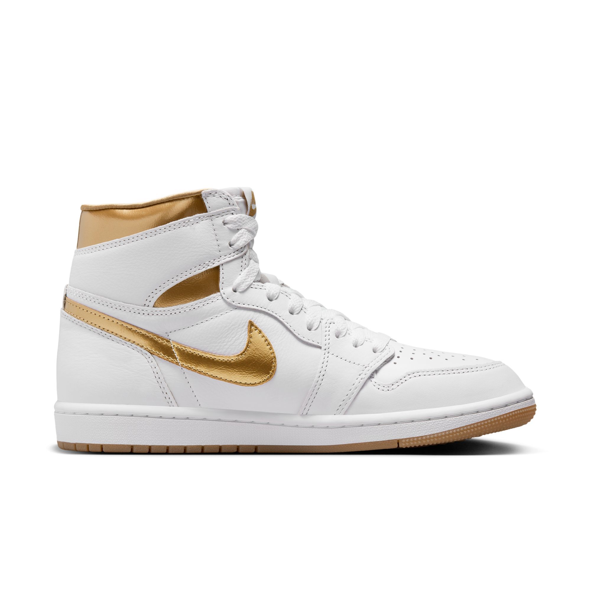 Air Jordan 1 Retro High OG, Blanco/Goma marrón claro/Oro metalizado, hi-res