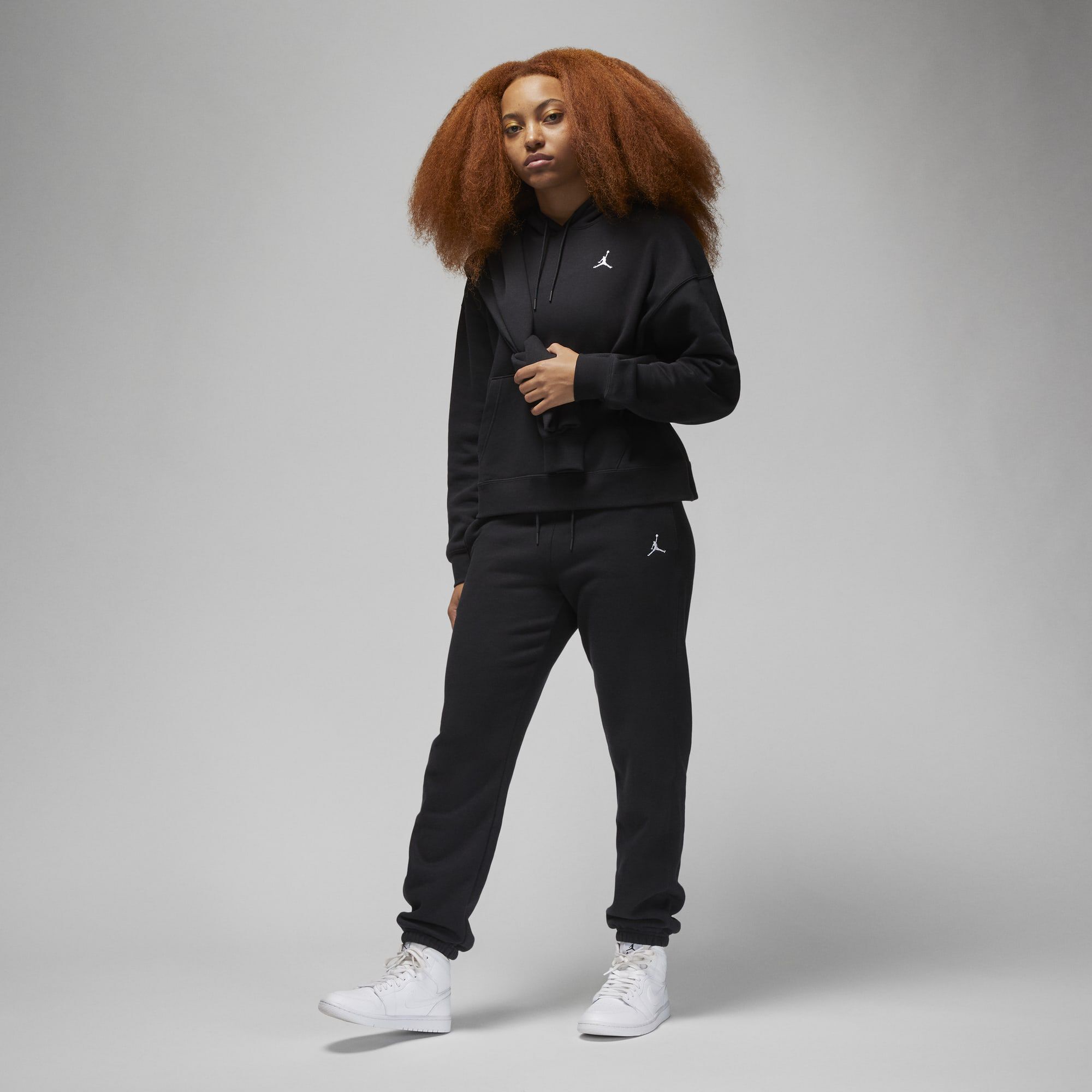 Jordan Brooklyn Fleece, Negro/Blanco, hi-res