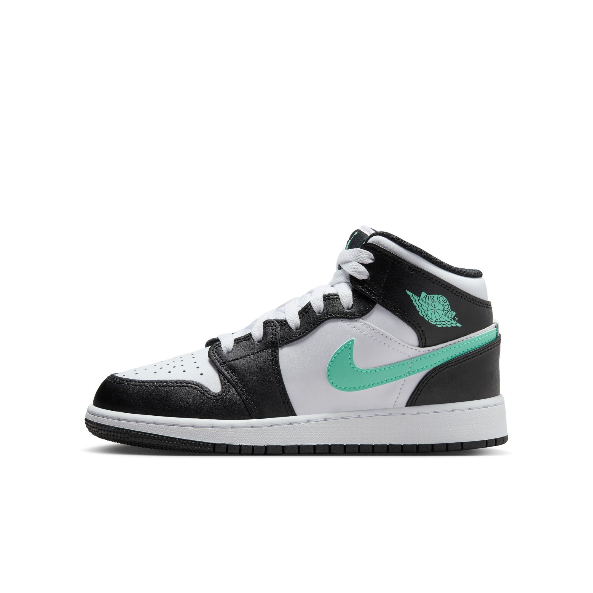 Air Jordan 1 Mid, Blanco/Negro/Verde Resplandor, hi-res