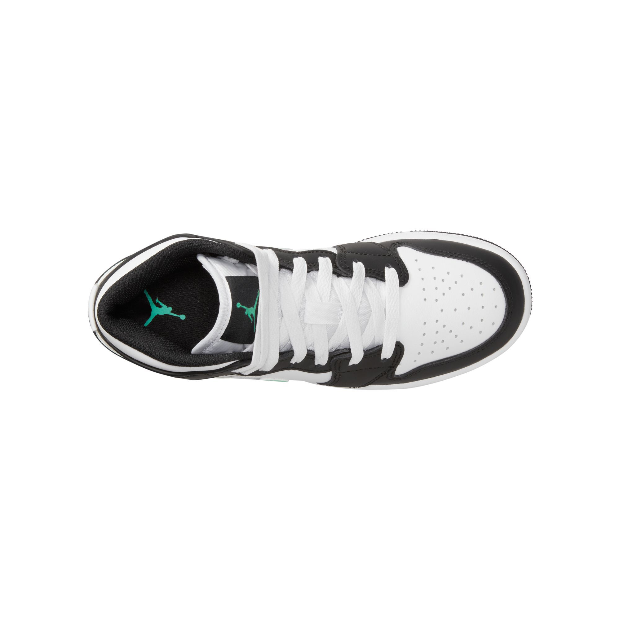 Air Jordan 1 Mid, Blanco/Negro/Verde Resplandor, hi-res