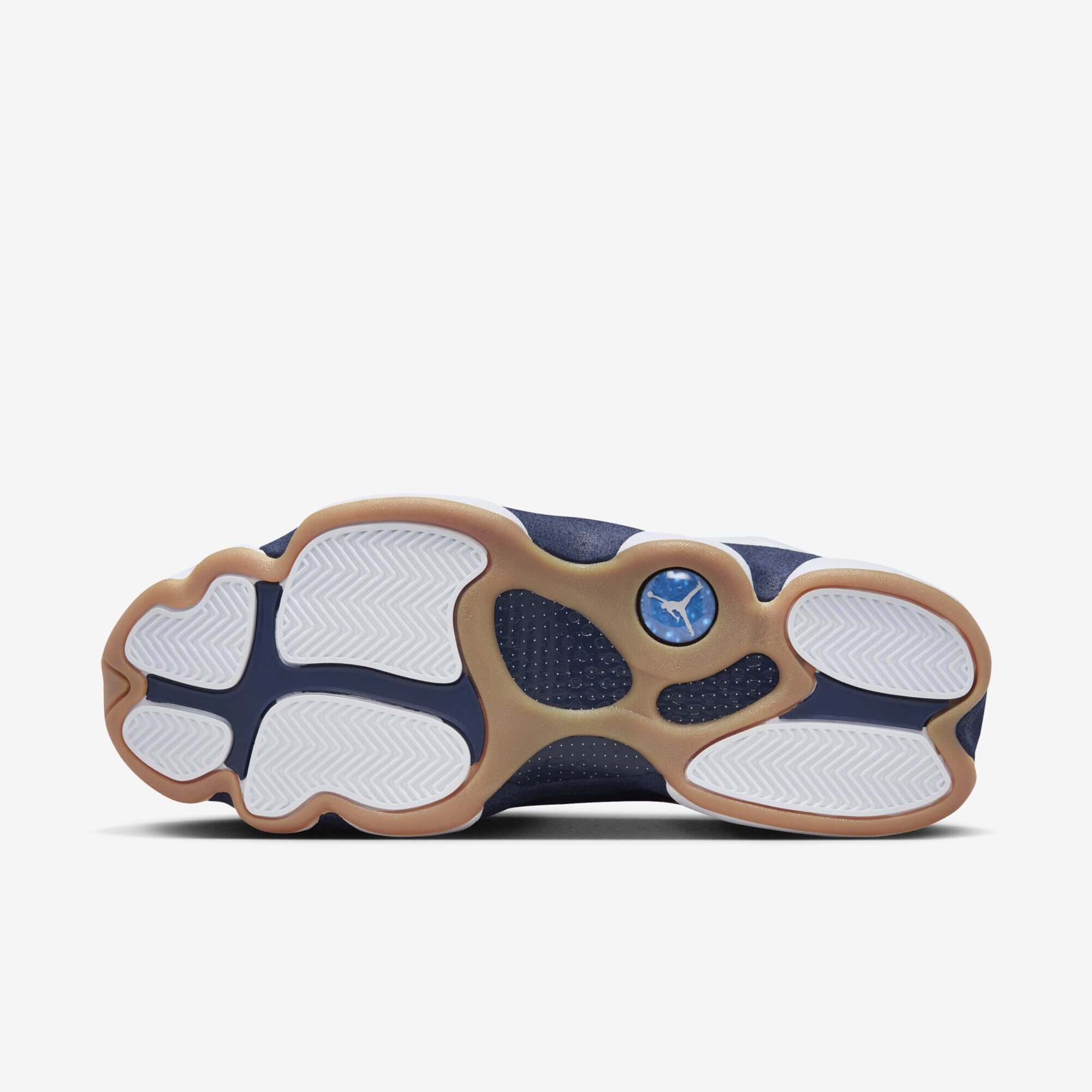 Air Jordan 13 Retro, Blanco/Marrón Claro Goma/Azul Marino Medianoche, hi-res