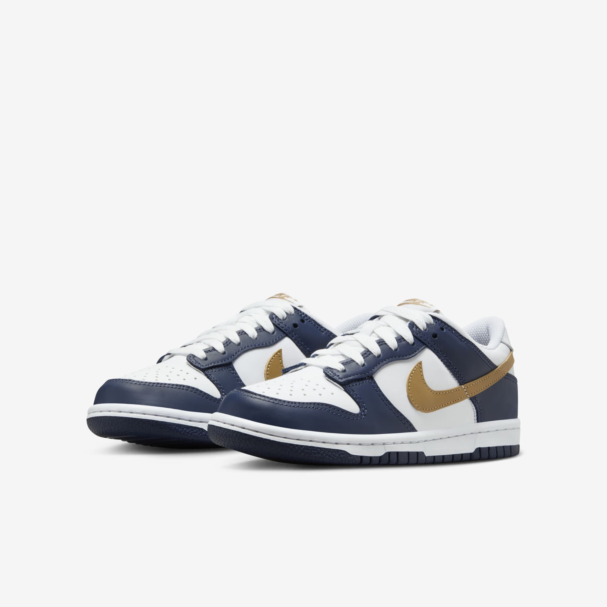 Nike Dunk Low, Blanco/Azul Marino Medianoche/Trigo, hi-res