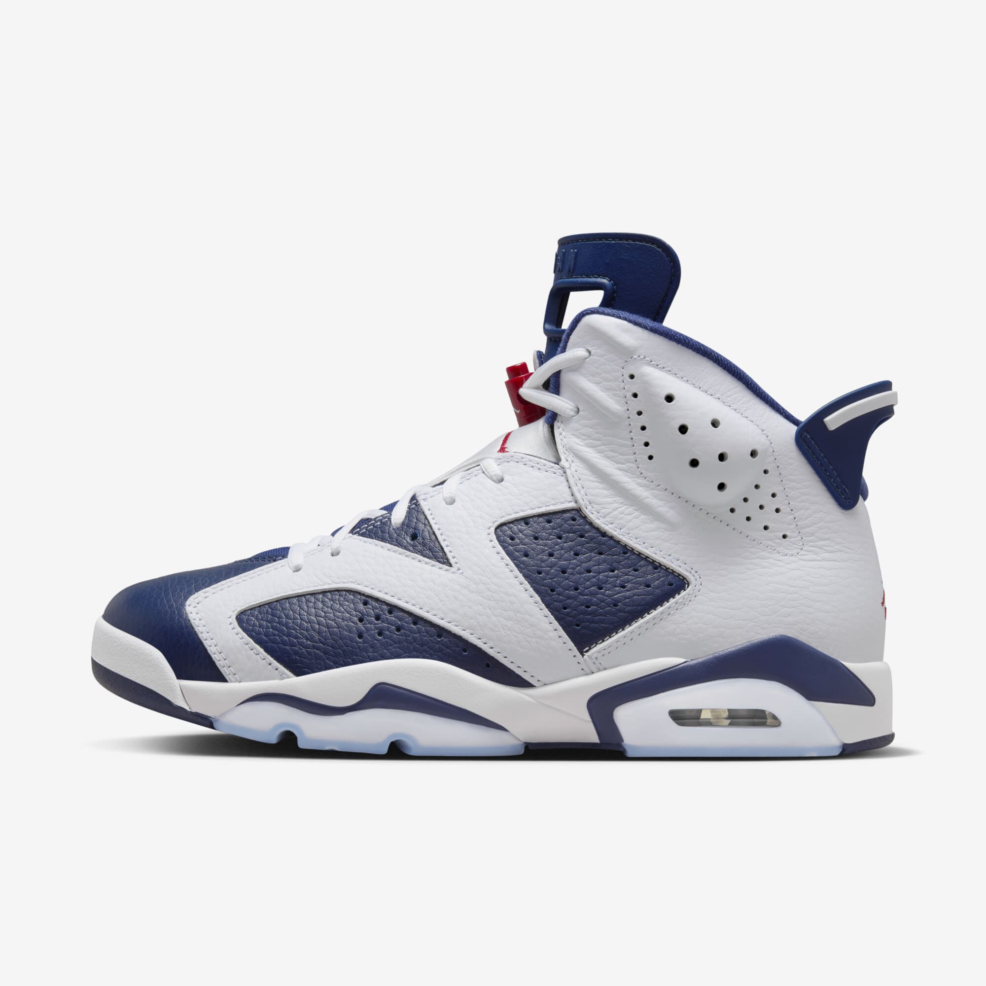 Air Jordan 6 Retro, Blanco/Azul Marino Medianoche/Rojo Universitario, hi-res