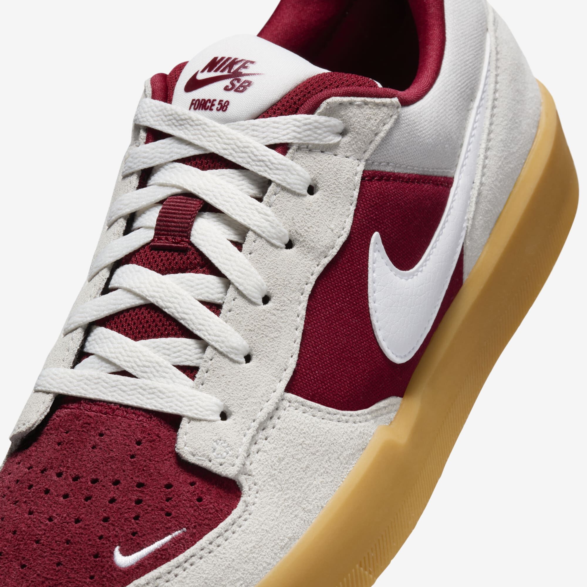 Nike SB Force 58, Rojo team/Blanco cumbre/Marrón claro goma/Blanco, hi-res