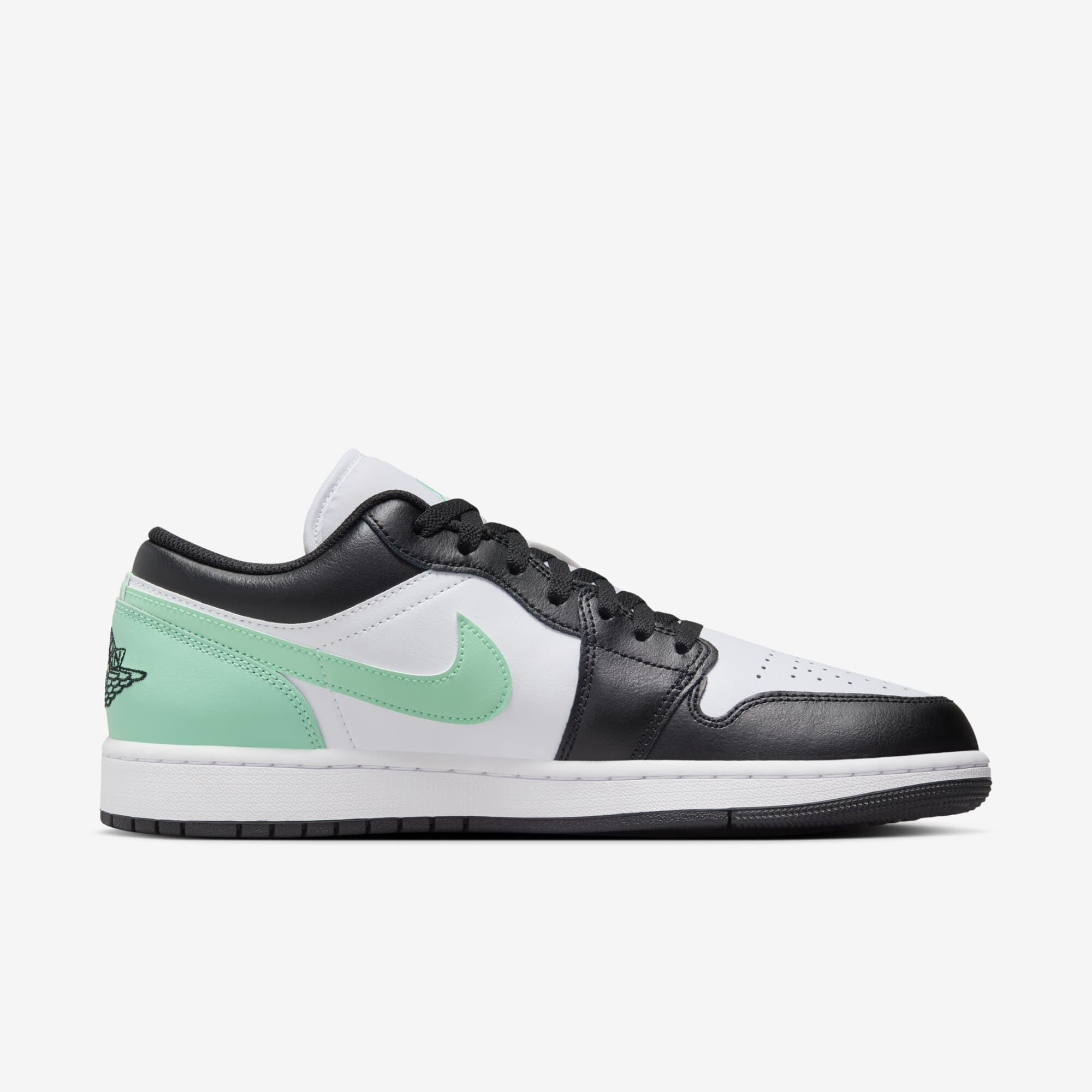 Air Jordan 1 Low, Blanco/Verde resplandor/Negro, hi-res