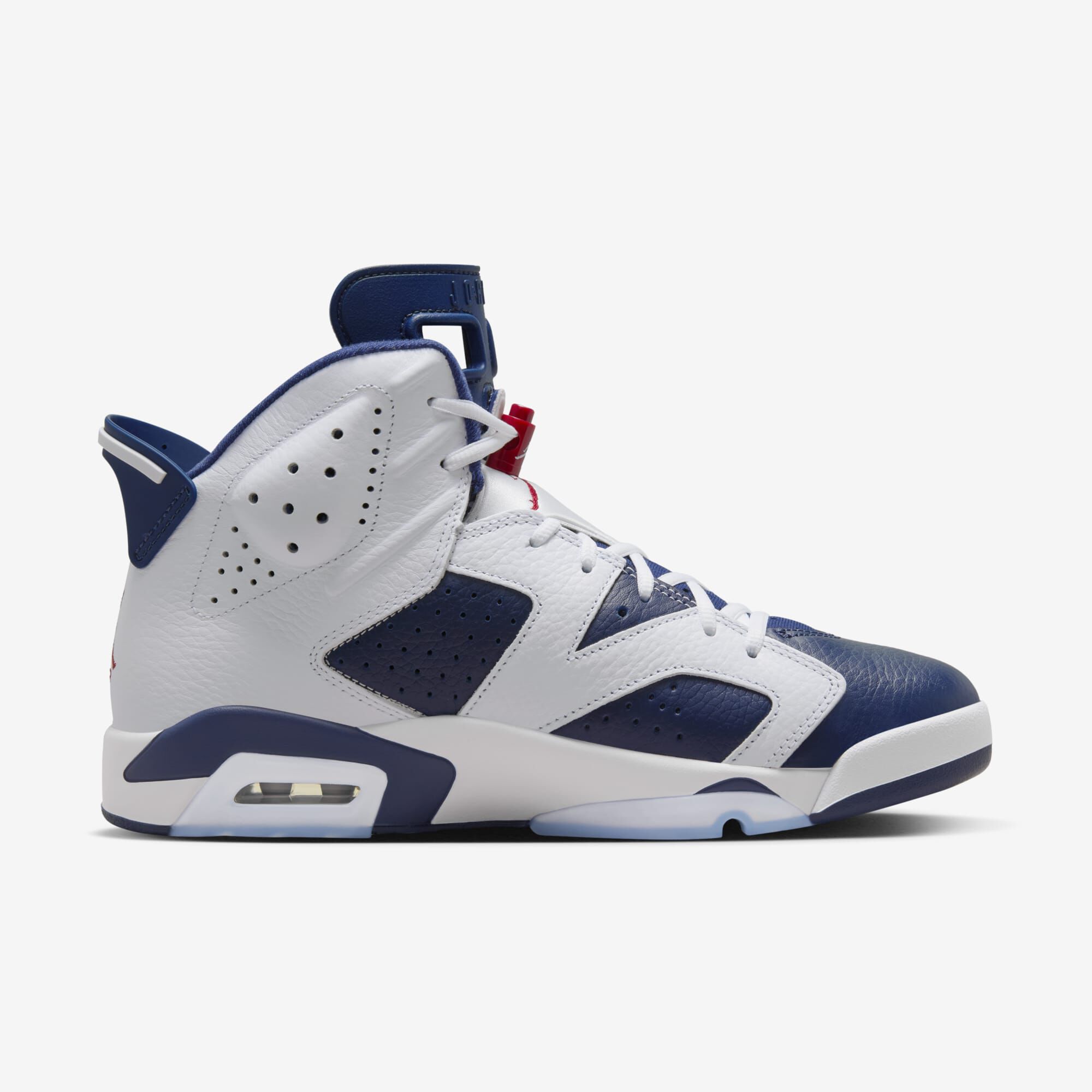 Air Jordan 6 Retro, Blanco/Azul Marino Medianoche/Rojo Universitario, hi-res