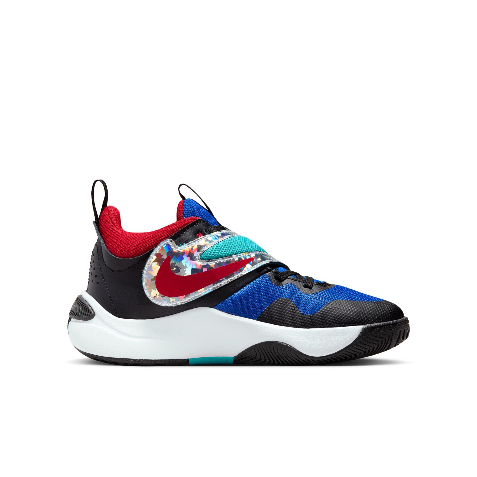 Nike Team Hustle D 11 SE, Negro/Blanco-Game Royal-Rojo Universitario, hi-res