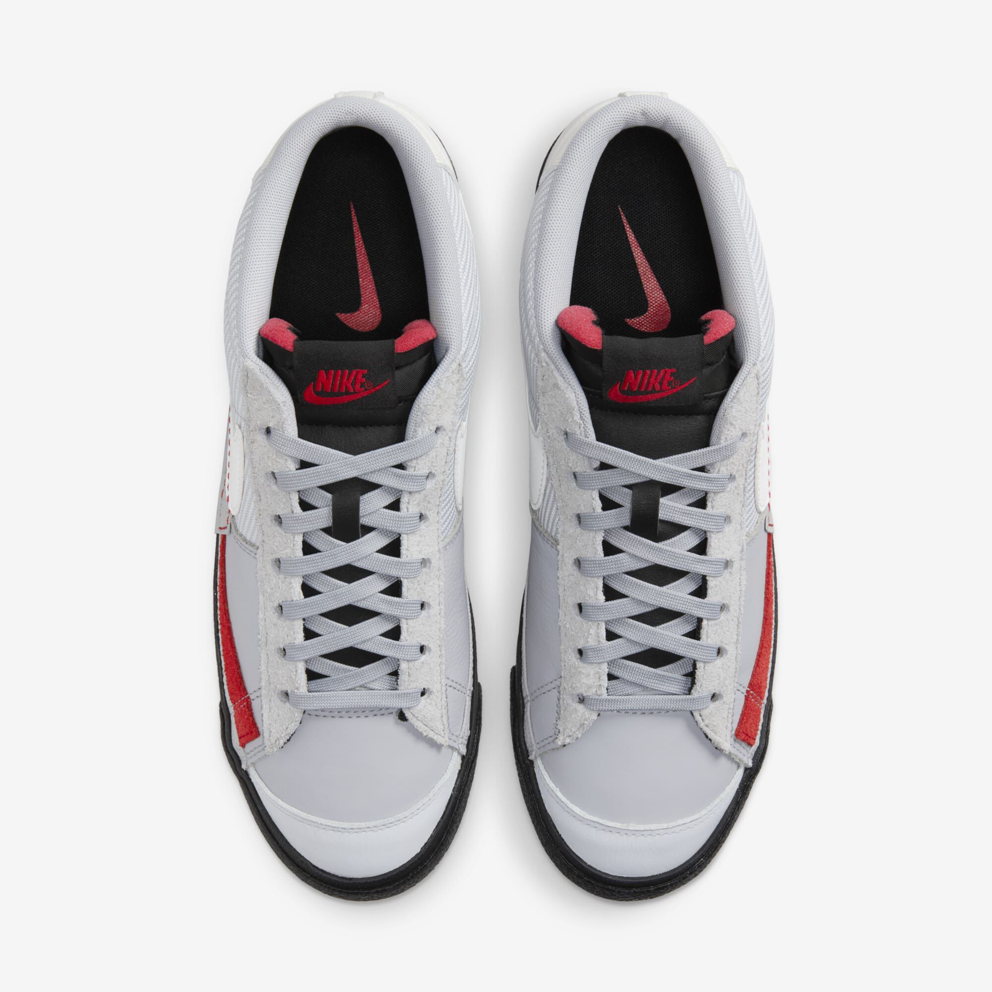 Nike Blazer Low Pro Club, Gris Lobo/Platino Puro/Rojo Universitario/Blanco Cumbre, hi-res