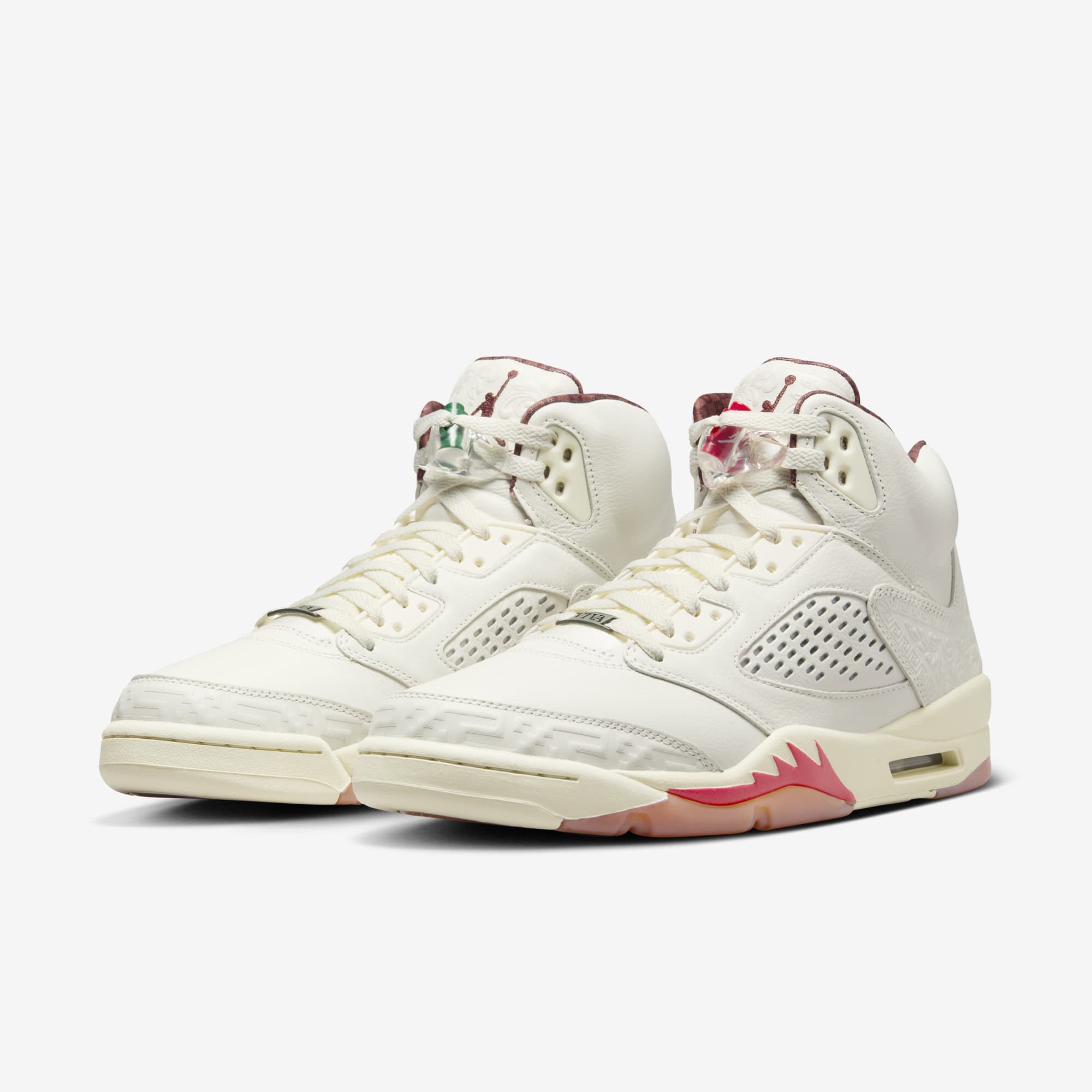 Air Jordan 5 Retro "El Grito", Vela/Poni Oscuro-Leche De Coco-Verde Pino, hi-res