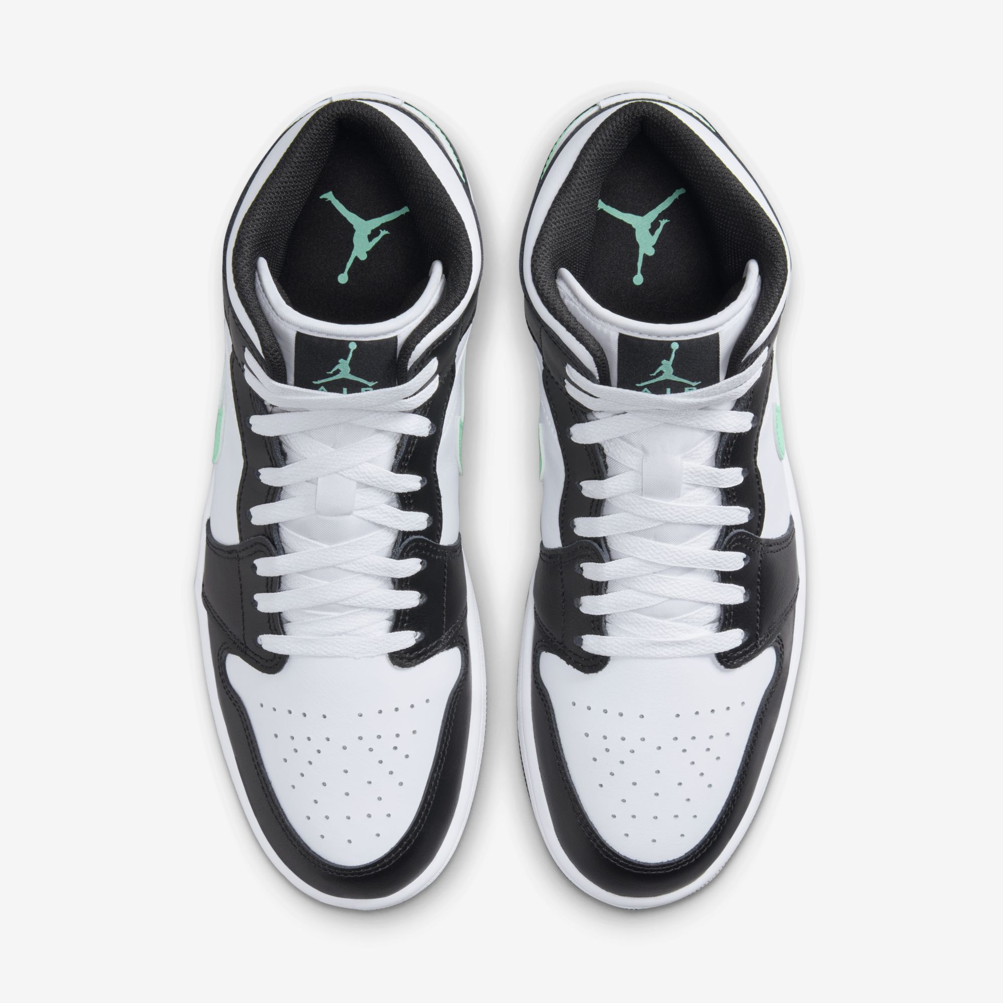 Air Jordan 1 Mid, Blanco/Verde Brillo-Negro, hi-res