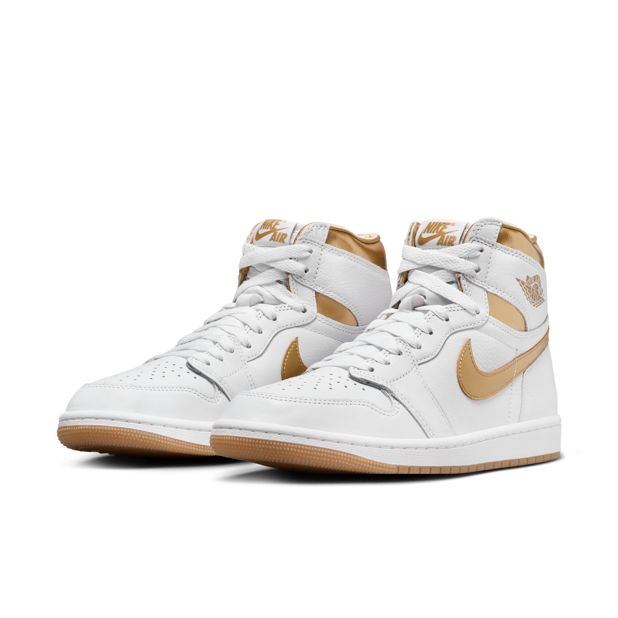 Air Jordan 1 Retro High OG, Blanco/Goma marrón claro/Oro metalizado, hi-res