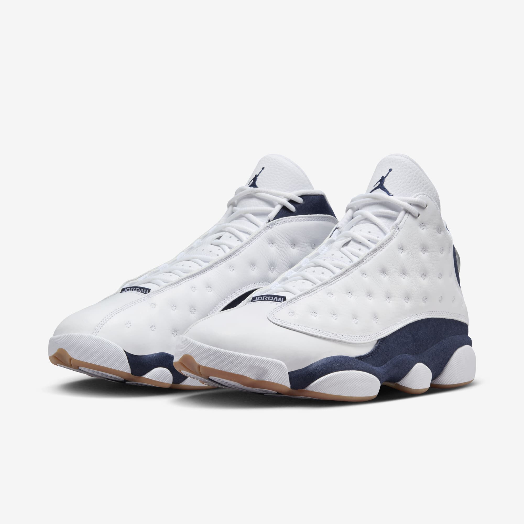 Air Jordan 13 Retro, Blanco/Marrón Claro Goma/Azul Marino Medianoche, hi-res