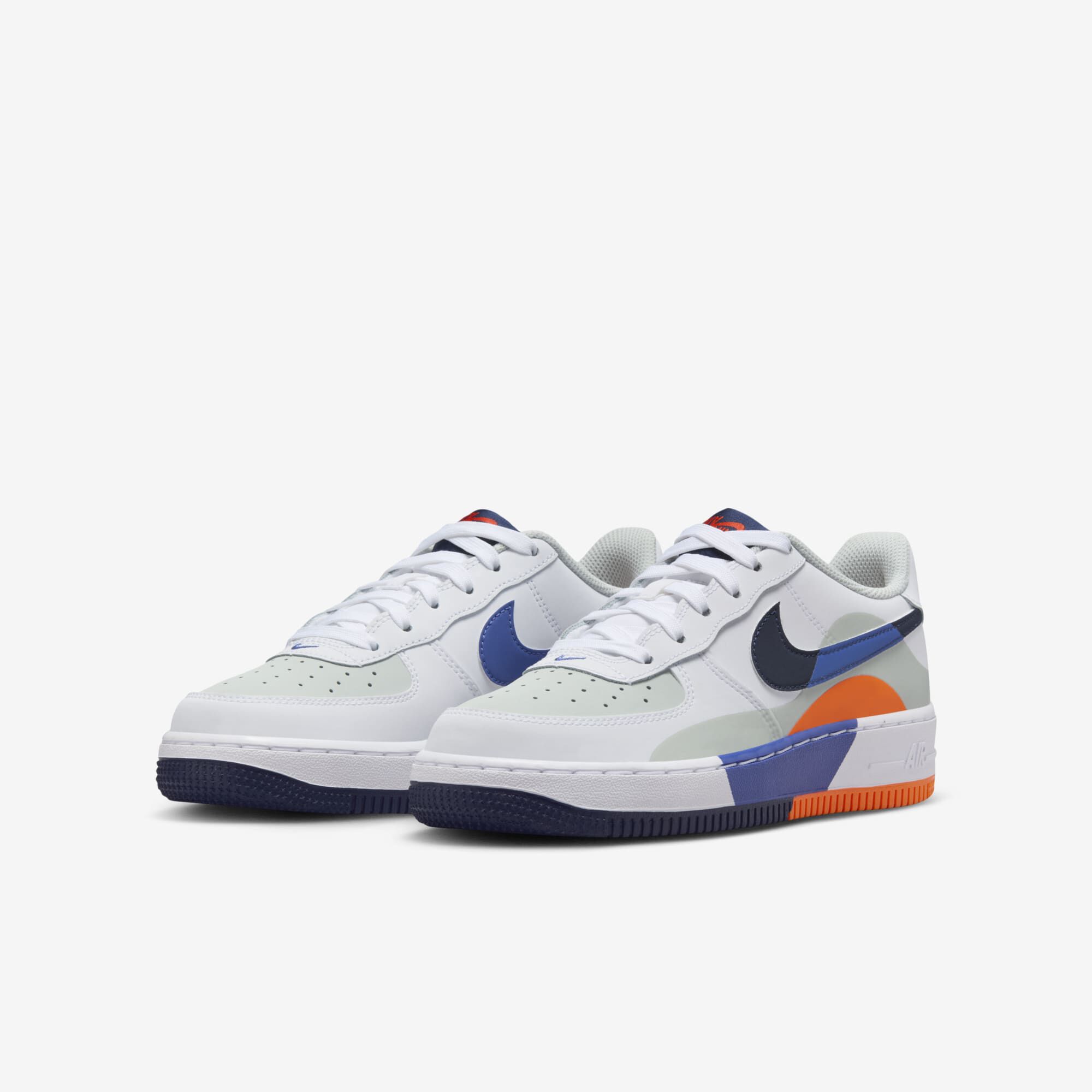 Nike Air Force 1 LV8, Plata Claro/Blanco/Azul Astronómico/Azul Marino Medianoche, hi-res