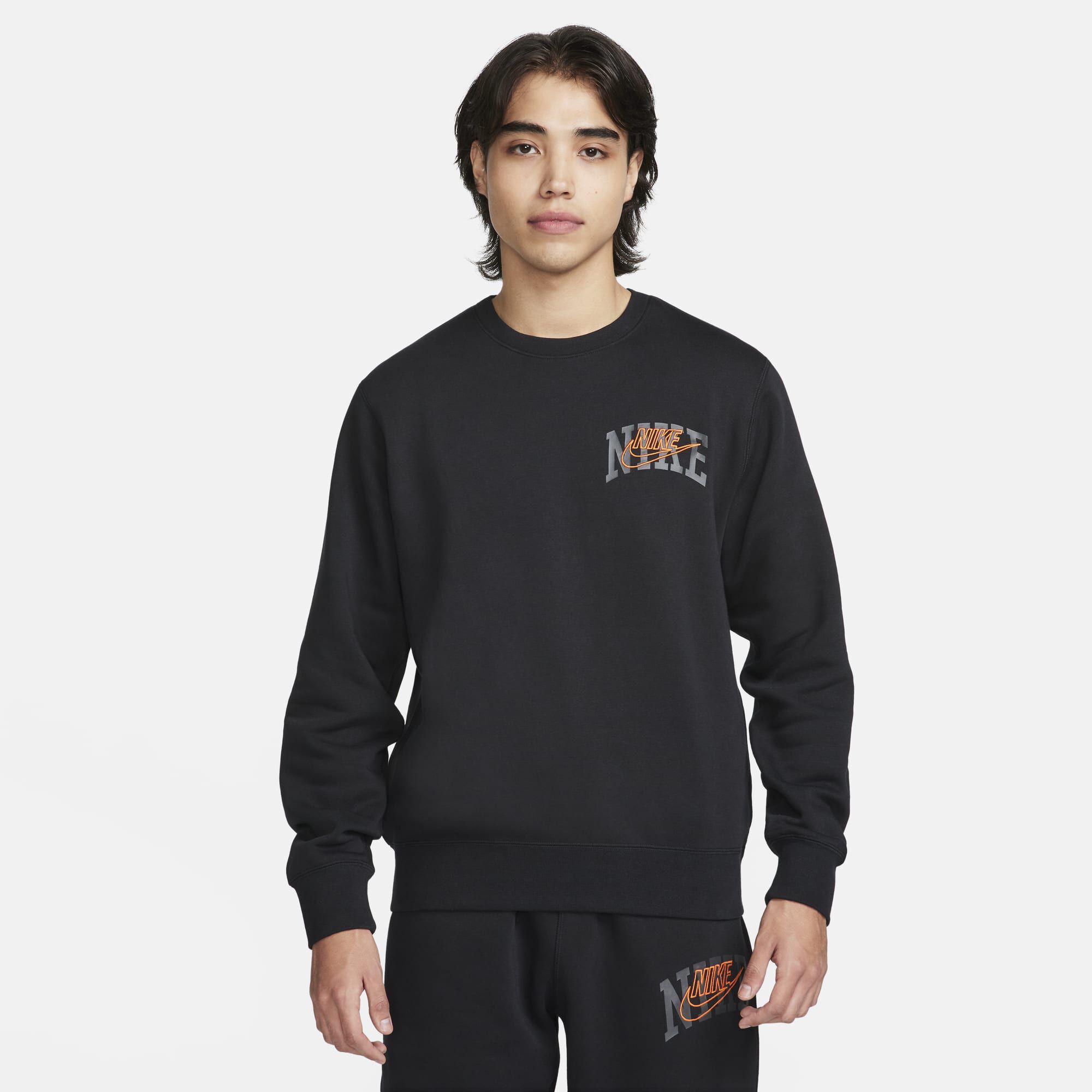 Nike Club Fleece, Negro/Naranja De Seguridad, hi-res