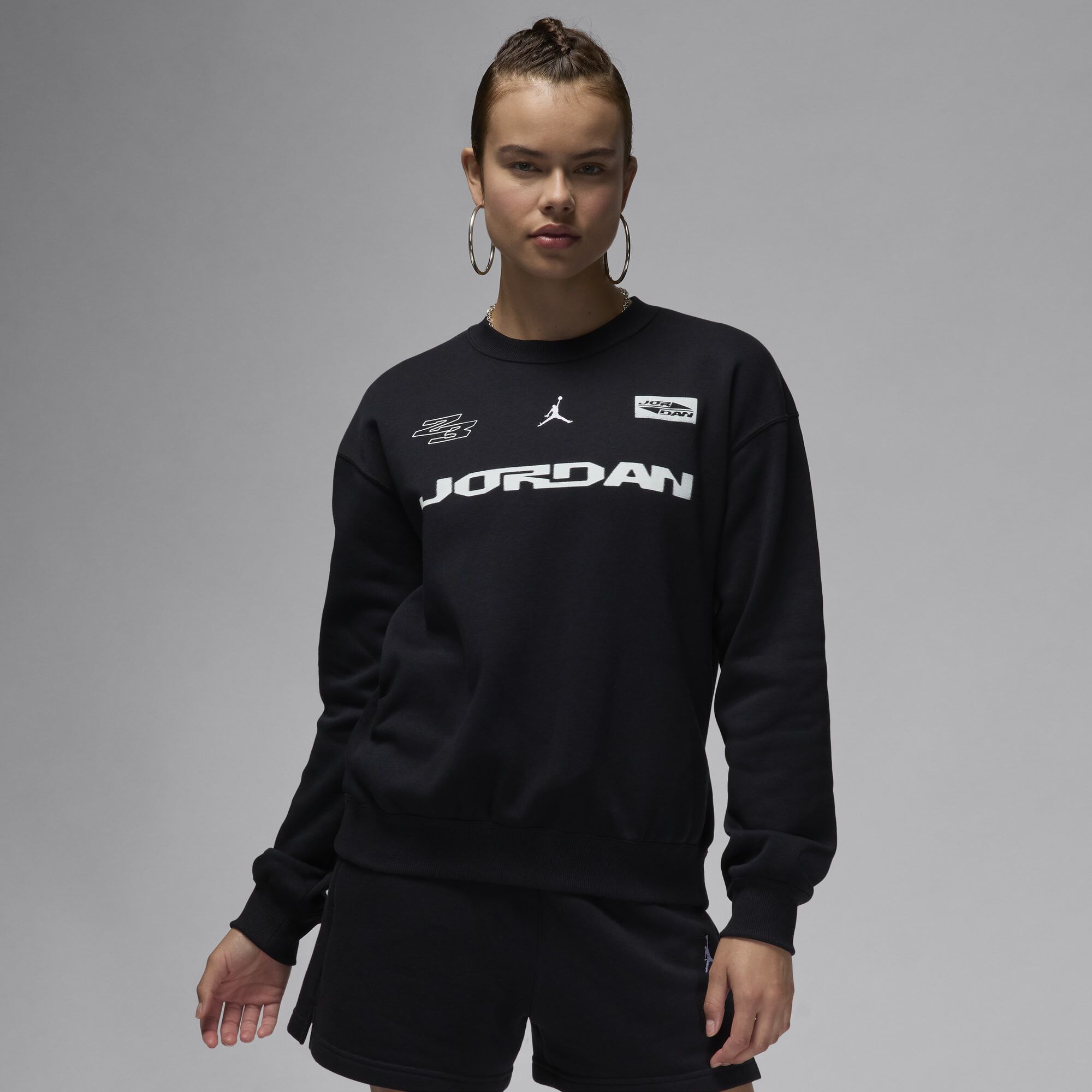 Jordan Brooklyn Fleece, Negro/Blanco, hi-res