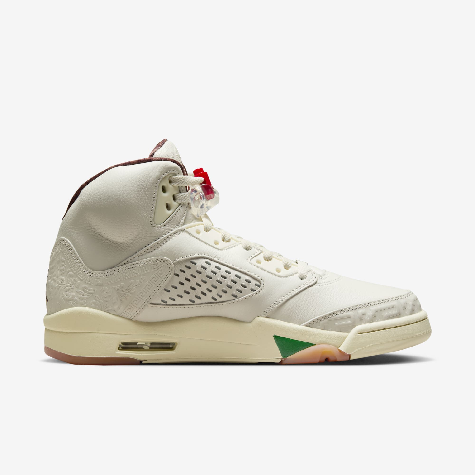 Air Jordan 5 Retro "El Grito", Vela/Poni Oscuro-Leche De Coco-Verde Pino, hi-res