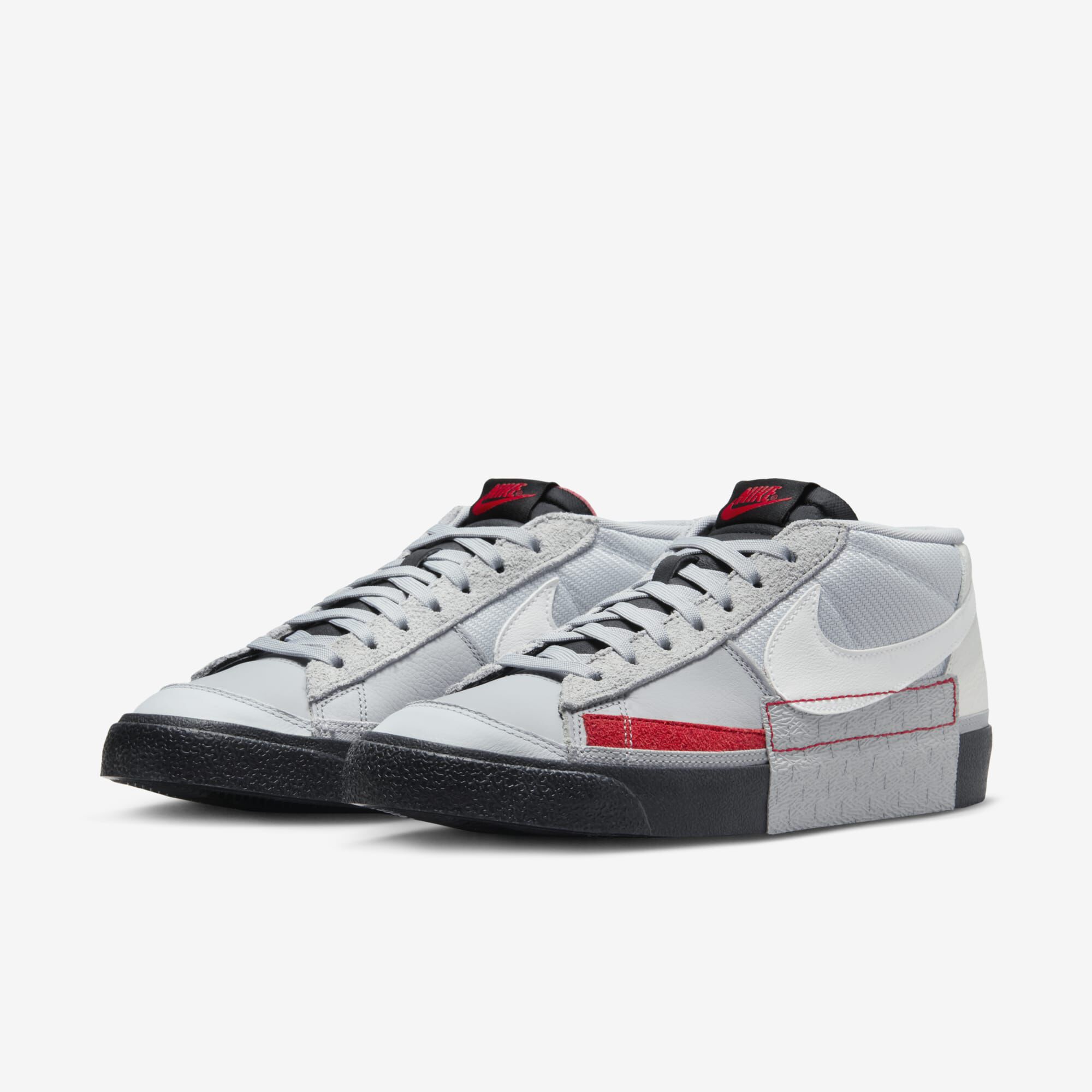 Nike Blazer Low Pro Club, Gris Lobo/Platino Puro/Rojo Universitario/Blanco Cumbre, hi-res