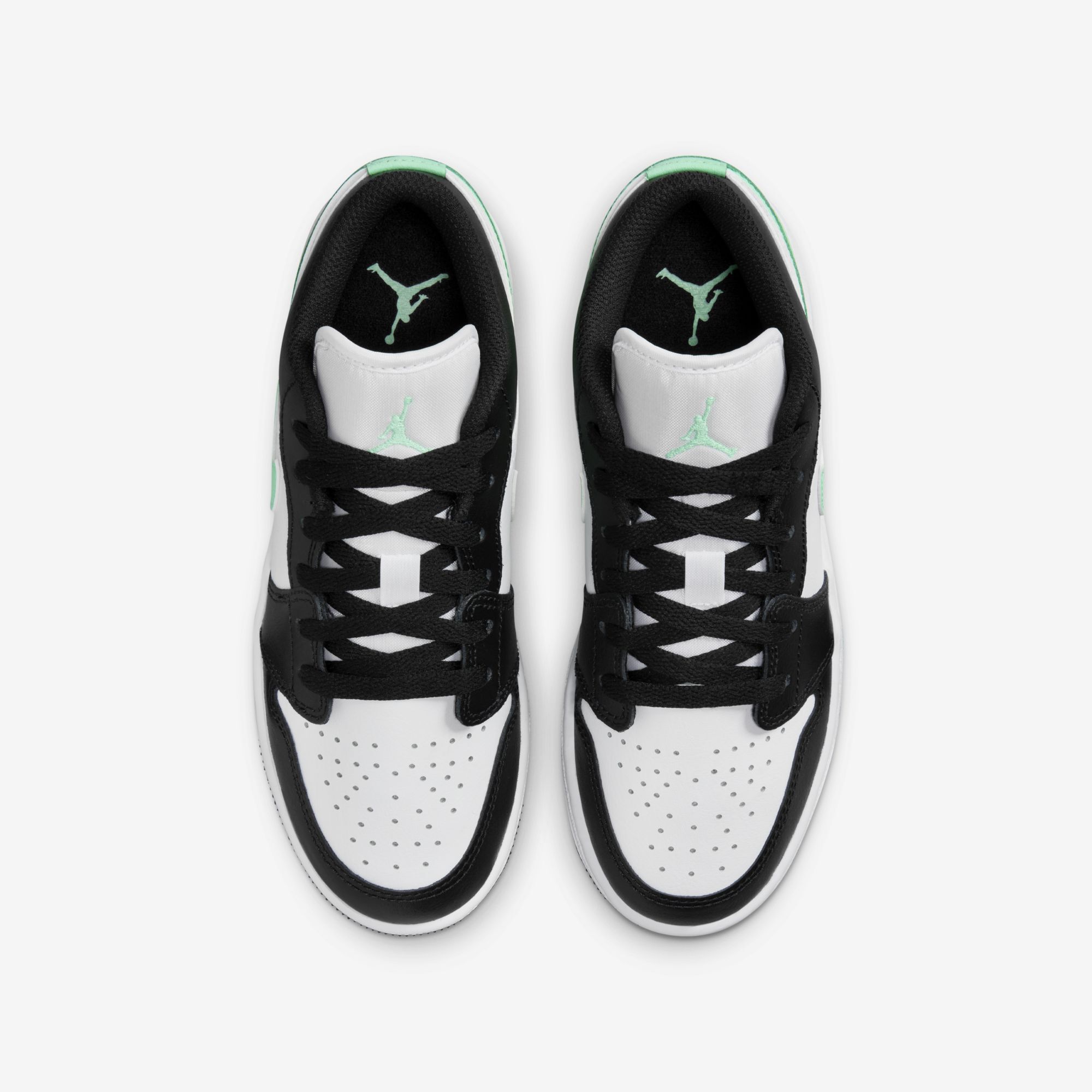 Air Jordan 1 Low, Blanco/Negro-Verde Brillo, hi-res