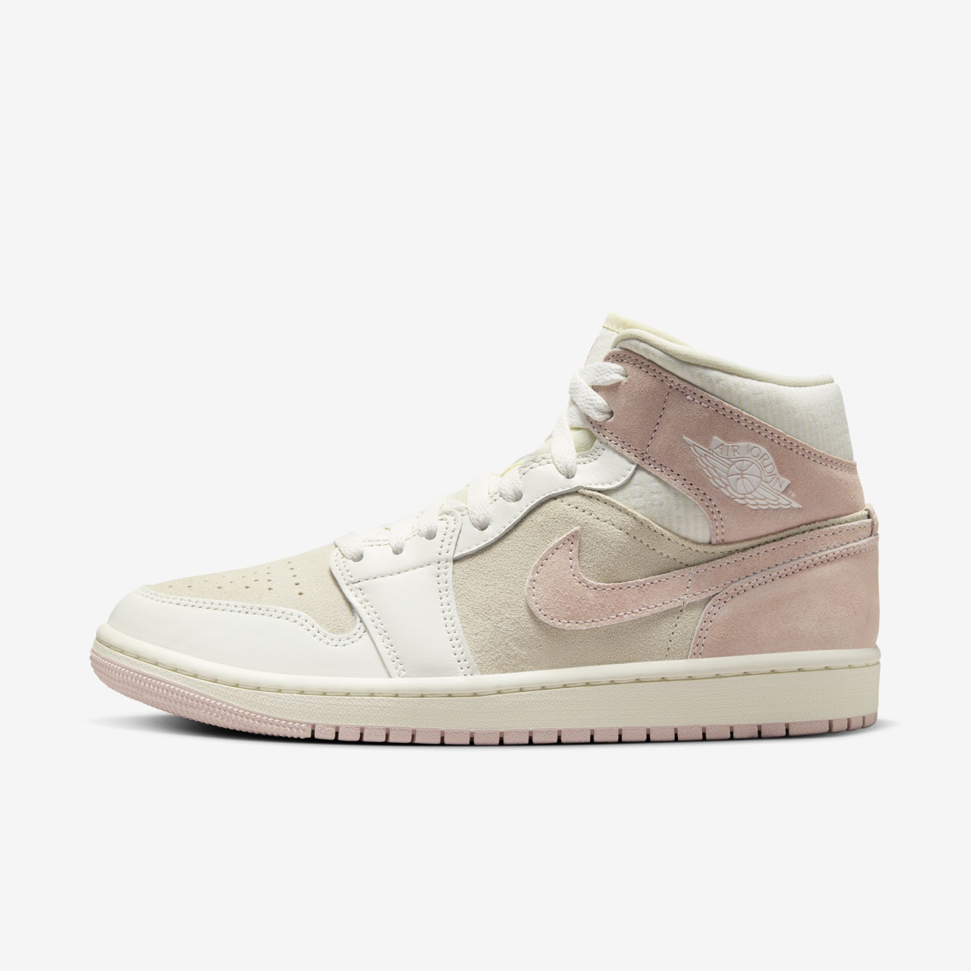 Air Jordan 1 Mid SE, Leche De Coco/Rosa Leyenda-Vela, hi-res