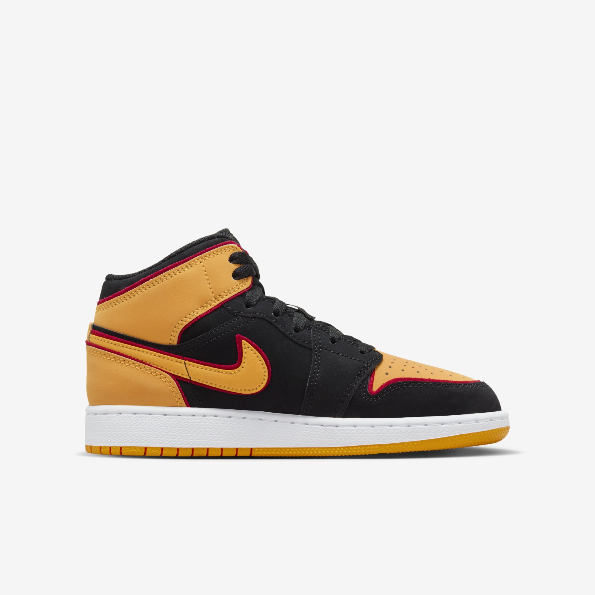 Air Jordan 1 Mid SE, Negro/Rojo cardenal/Blanco/Naranja intenso, hi-res