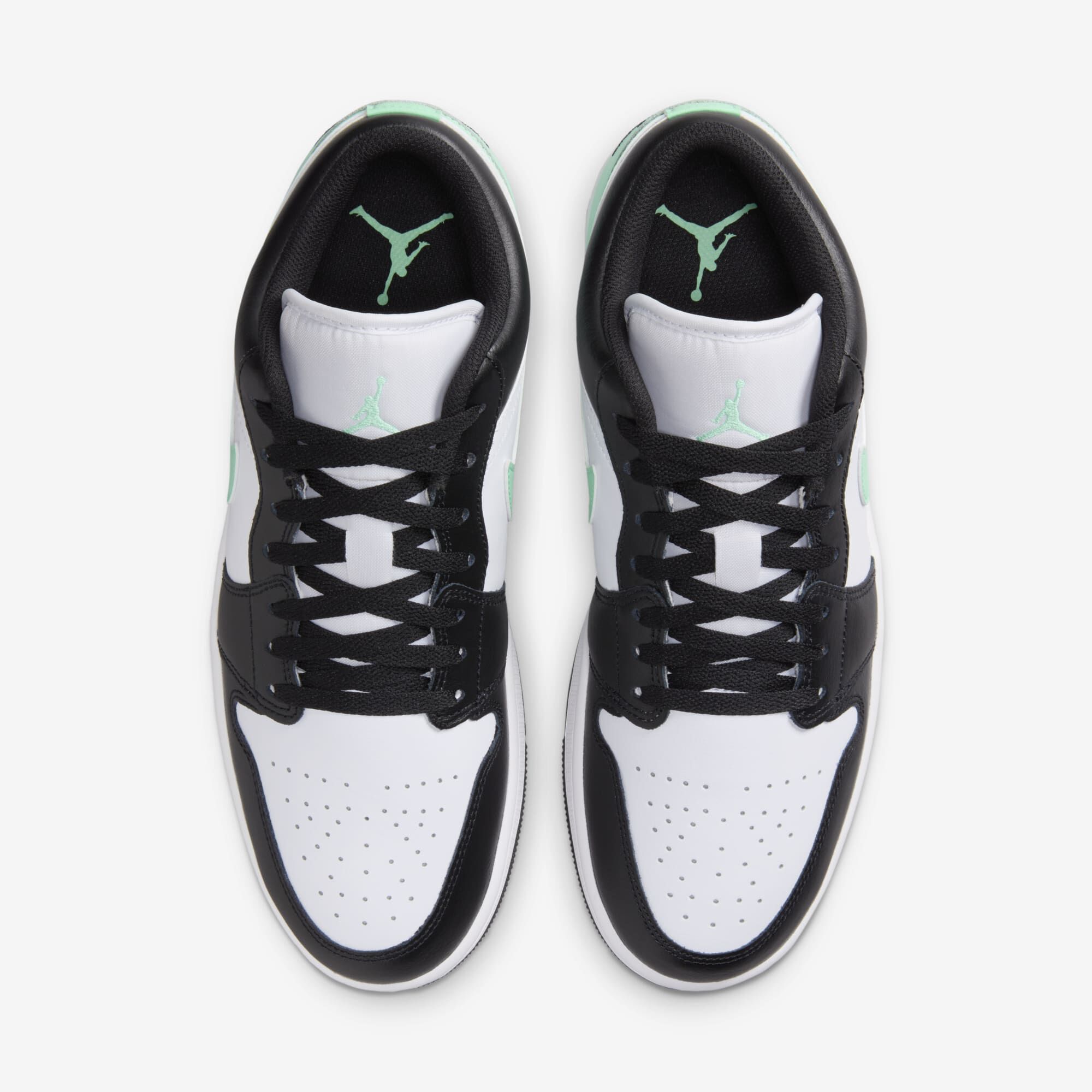 Air Jordan 1 Low, Blanco/Verde resplandor/Negro, hi-res