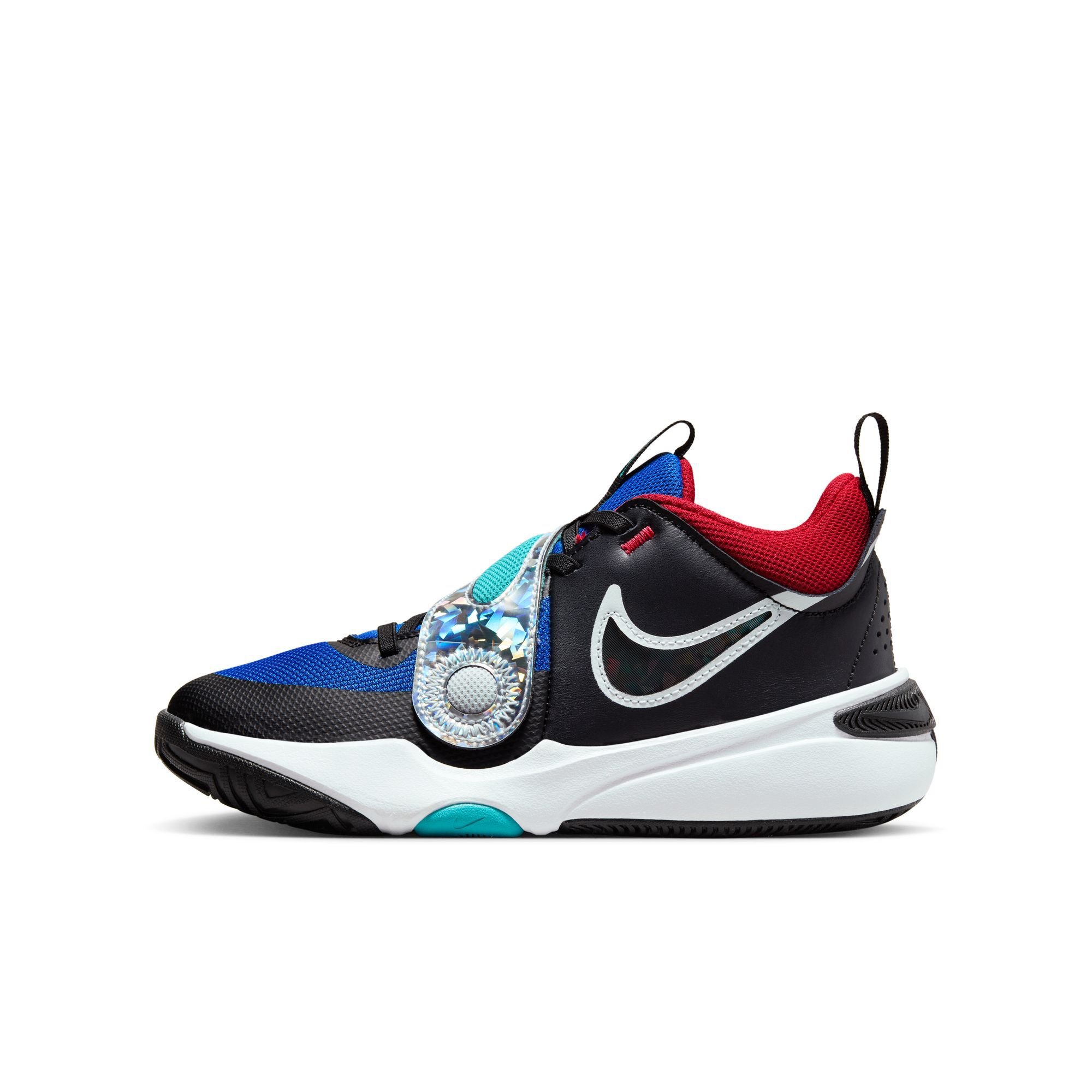 Nike Team Hustle D 11 SE, Negro/Blanco-Game Royal-Rojo Universitario, hi-res