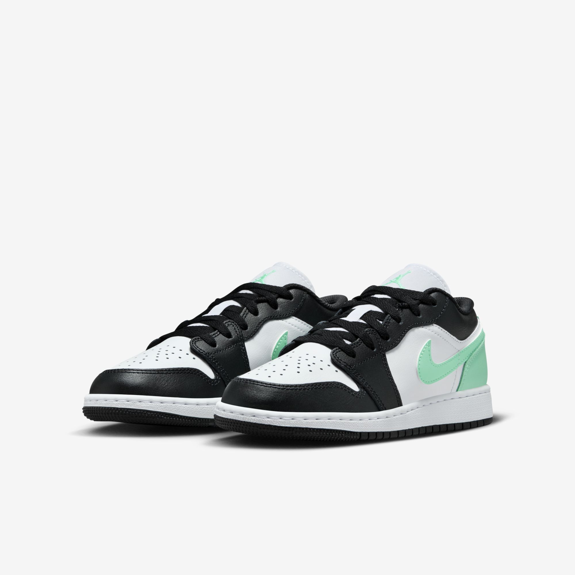 Air Jordan 1 Low, Blanco/Negro-Verde Brillo, hi-res