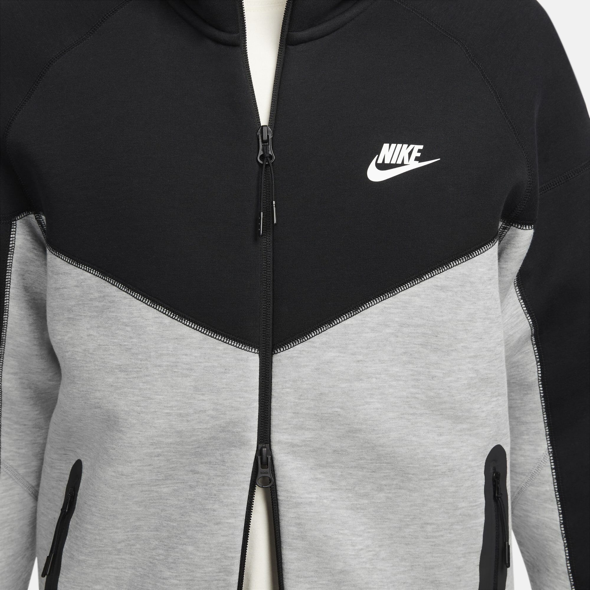 Nike Sportswear Tech Fleece Windrunner, Gris Oscuro Jaspeado/Negro/Blanco, hi-res