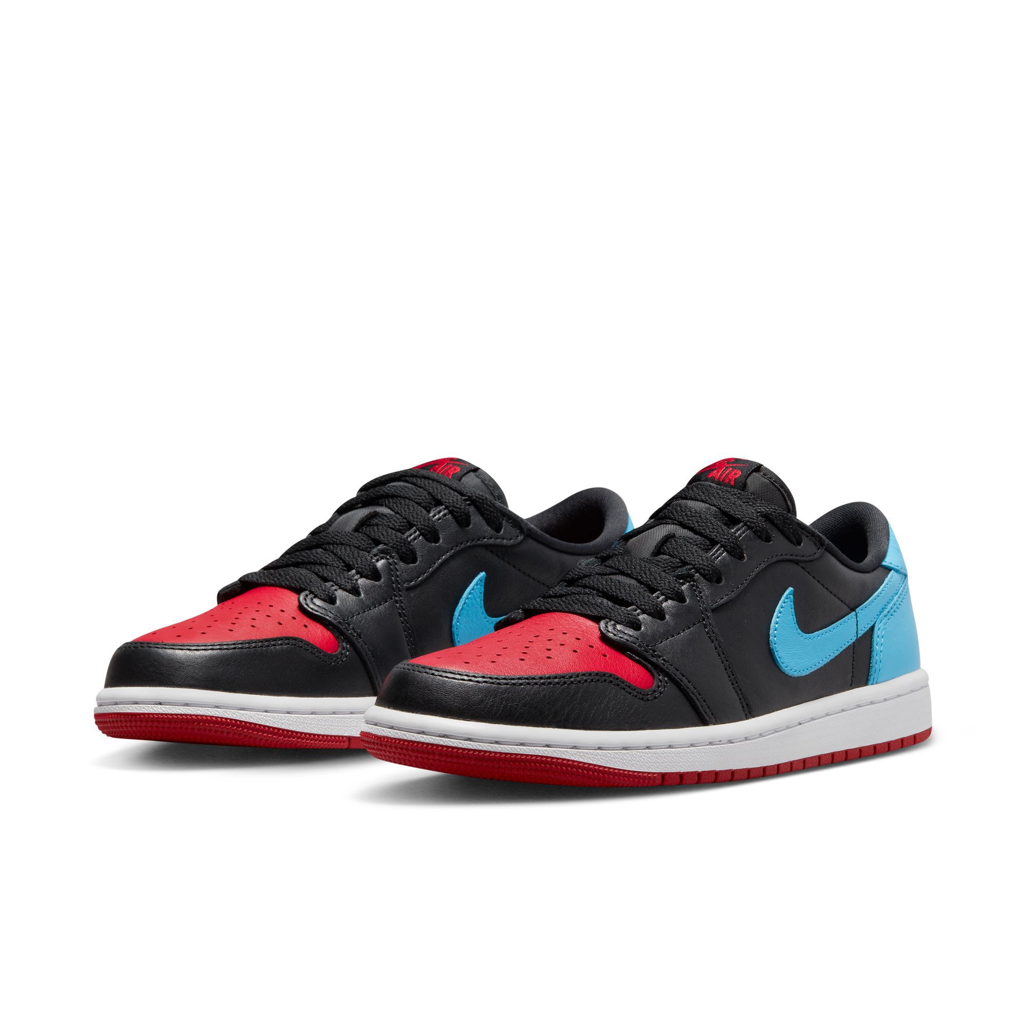 Air Jordan 1 Low OG, Negro/Azul Polvo Oscuro-Rojo Gimnasio, hi-res