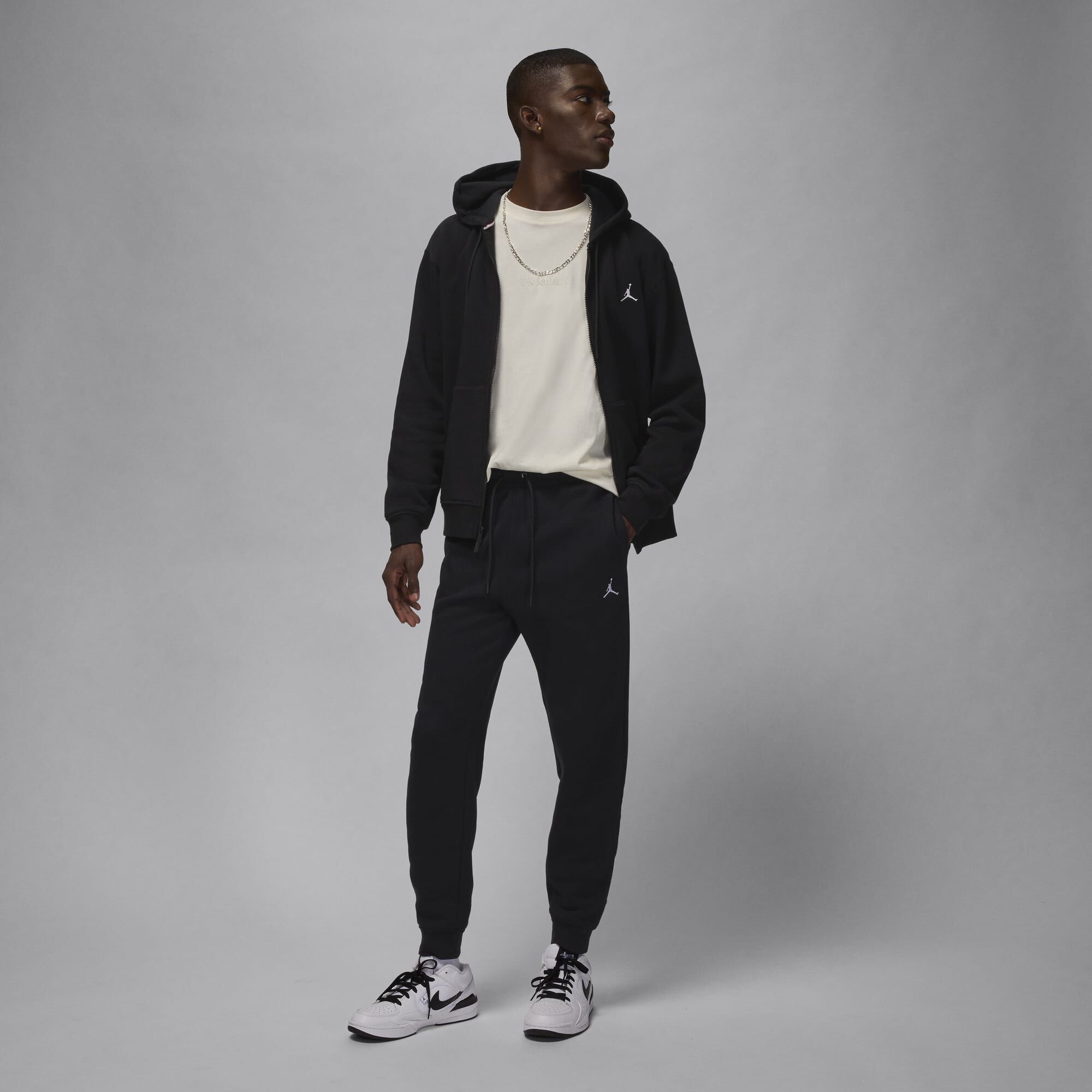 Jordan Brooklyn Fleece, Negro/Blanco, hi-res