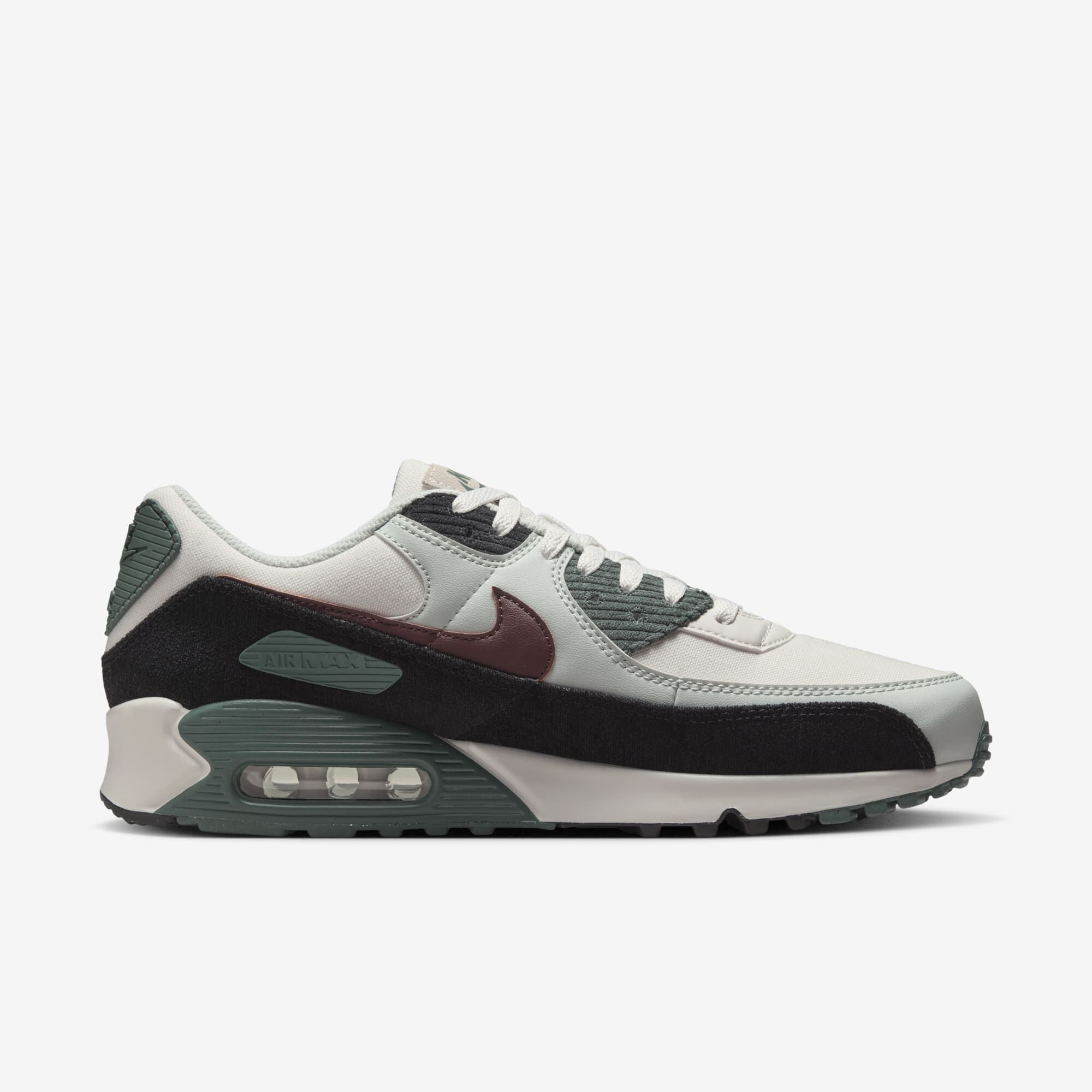 Nike Air Max 90 Premium, Fantasma/Verde Vintage/Negro/Burdeos Enérgico, hi-res