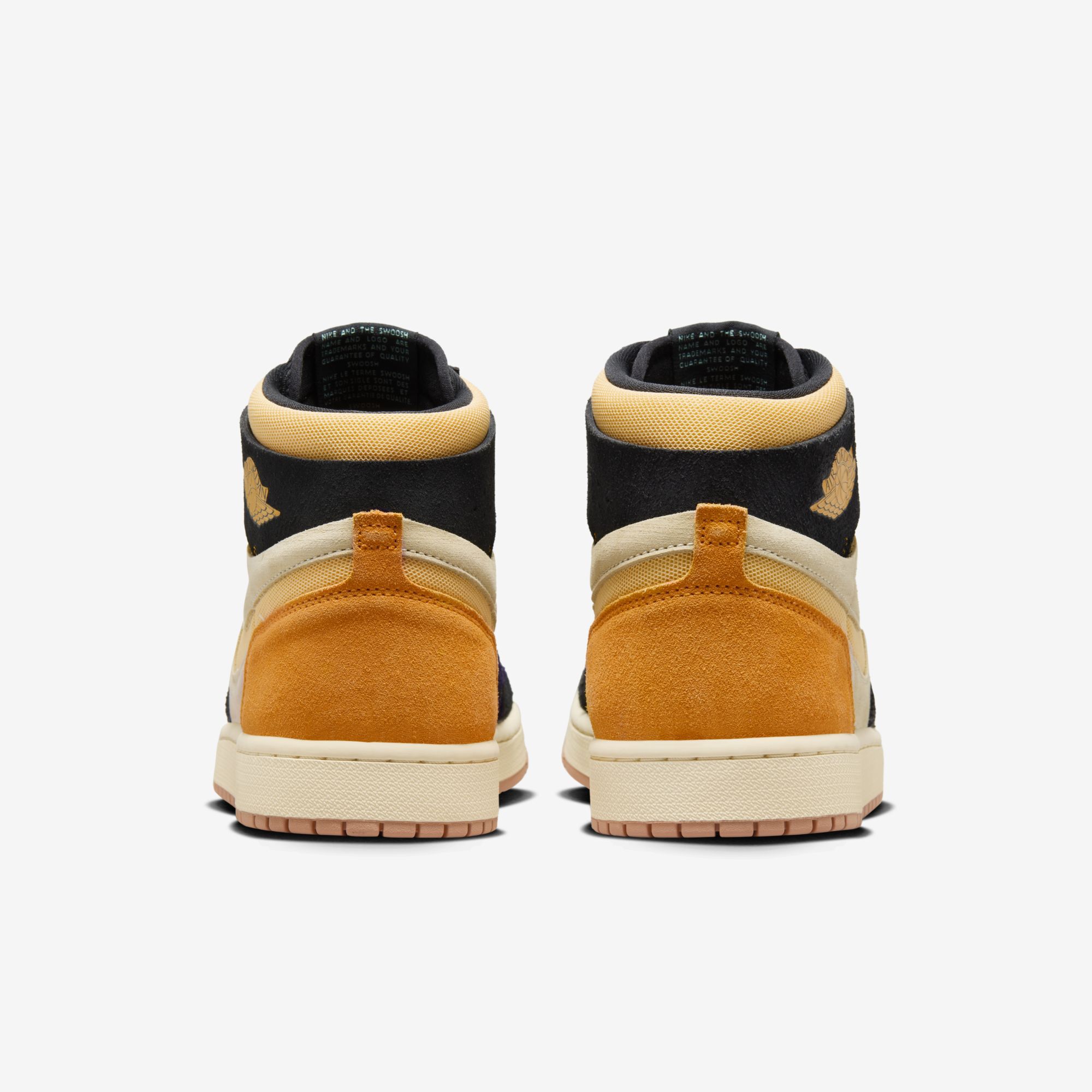 Air Jordan 1 Zoom Comfort 2, Muselina/Negro/Naranja vivo/Oro celeste, hi-res