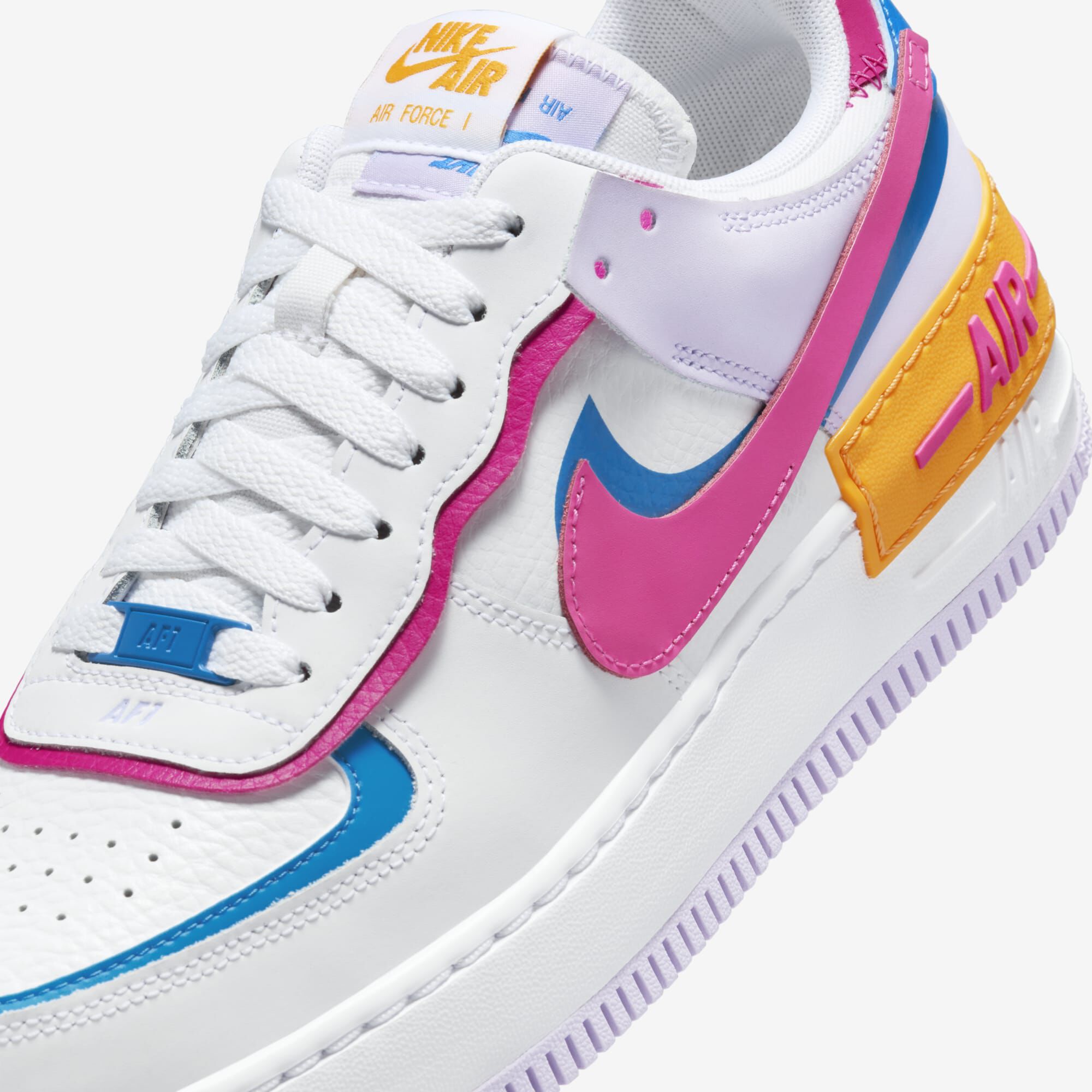 Nike Air Force 1 Shadow, Blanco/Rosa Alquimia-Azul Fotográfico, hi-res