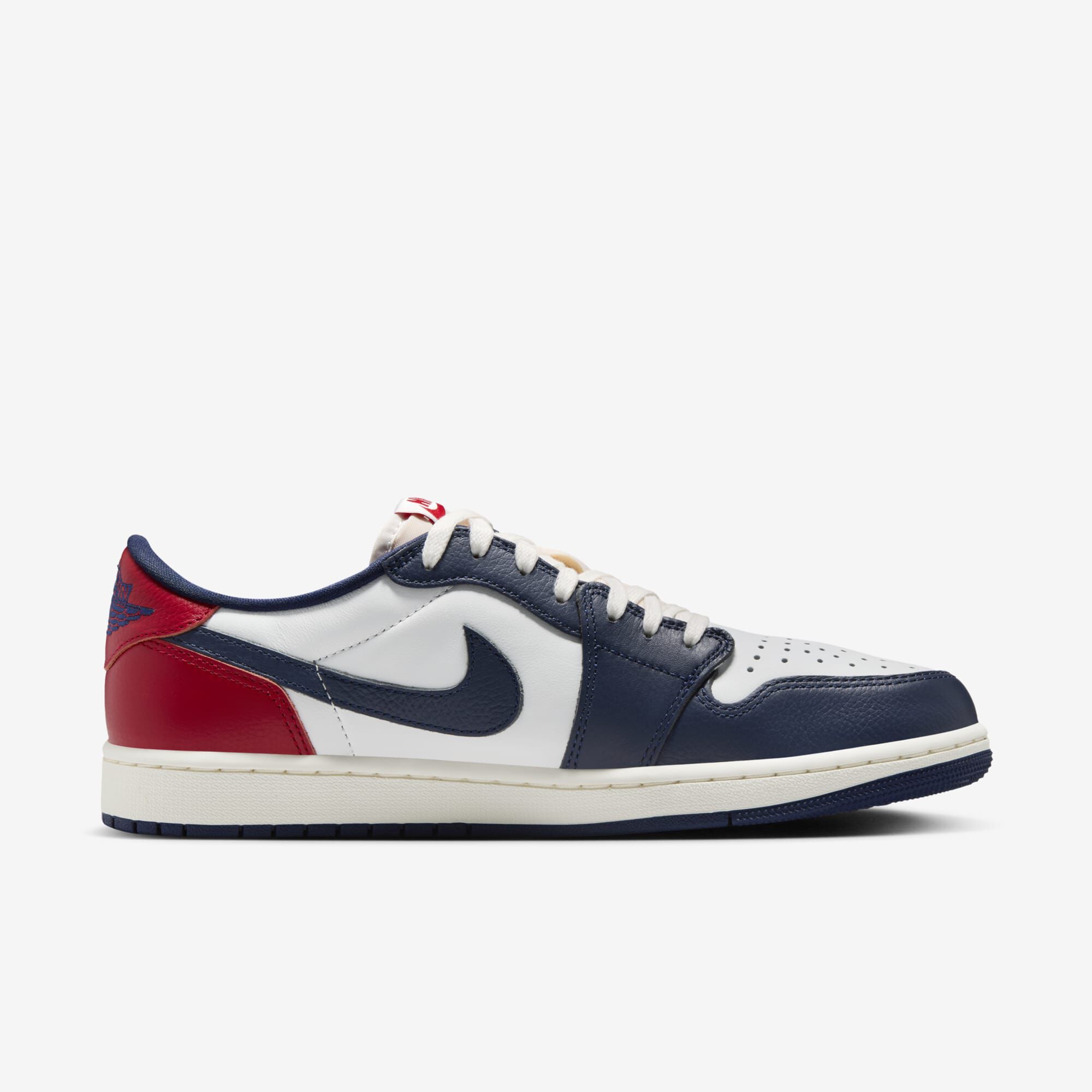 Air Jordan 1 Retro Low, Blanco Cumbre/Azul Marino Medianoche/Gris Neutro/Rojo Gimnasio, hi-res