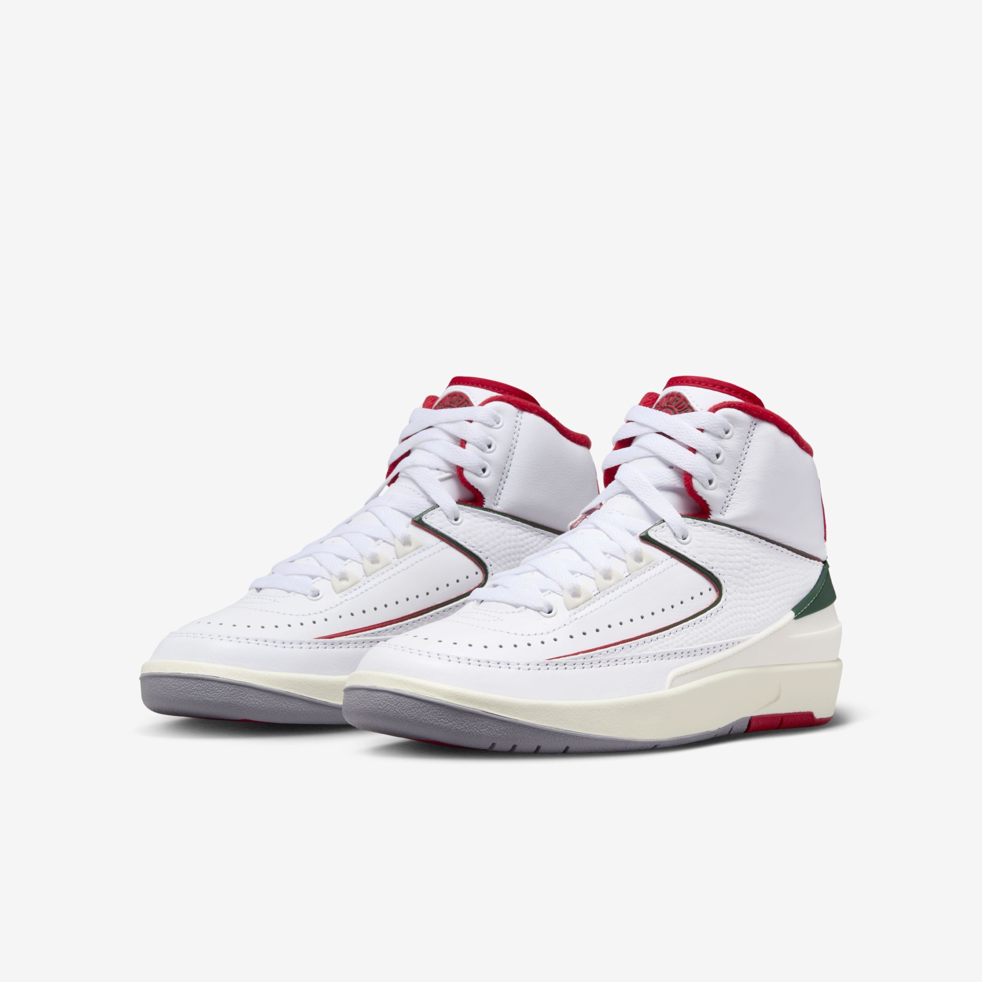 Air Jordan 2 Retro, Blanco/Fuego Abeto Rojo-Vela, hi-res