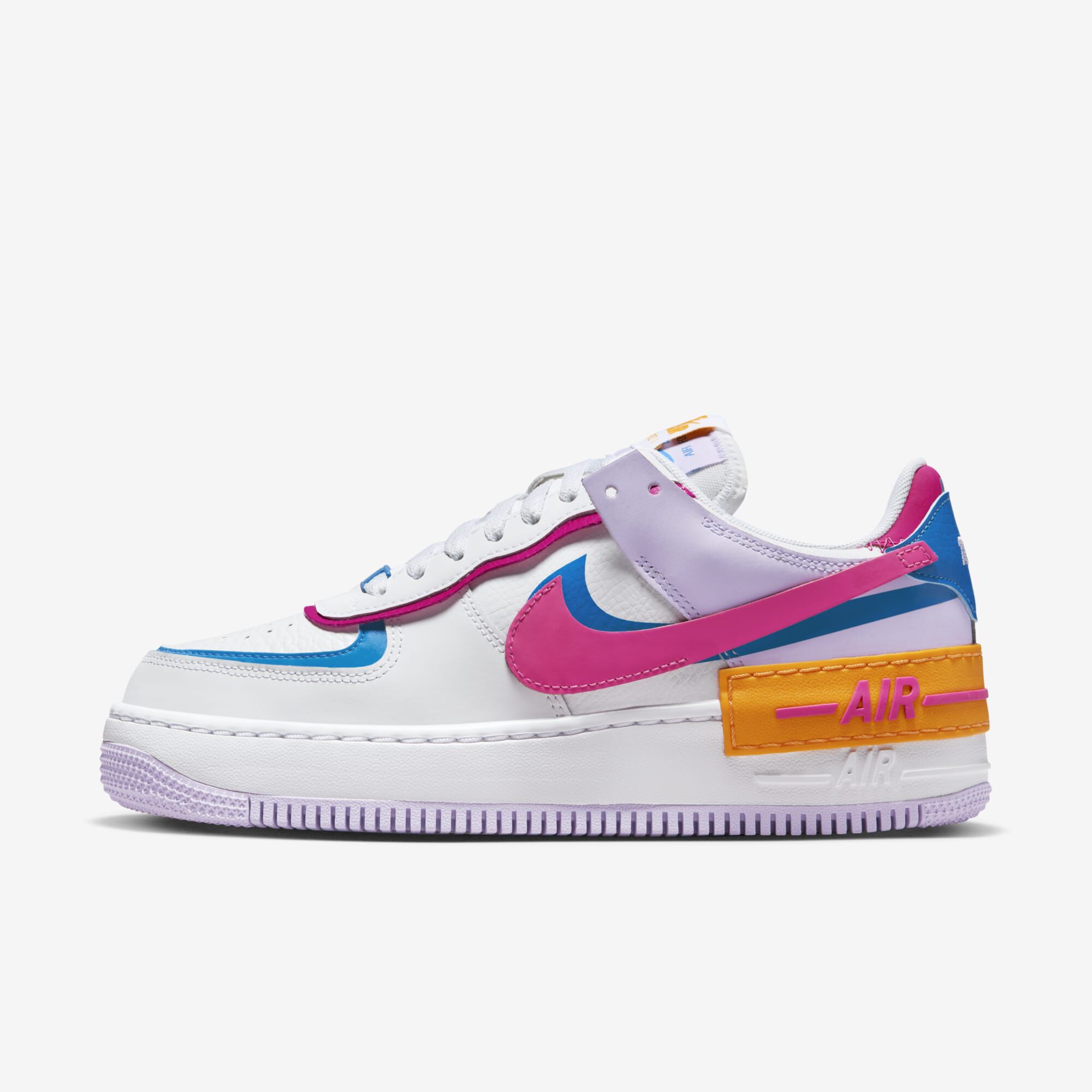 Nike Air Force 1 Shadow, Blanco/Rosa Alquimia-Azul Fotográfico, hi-res