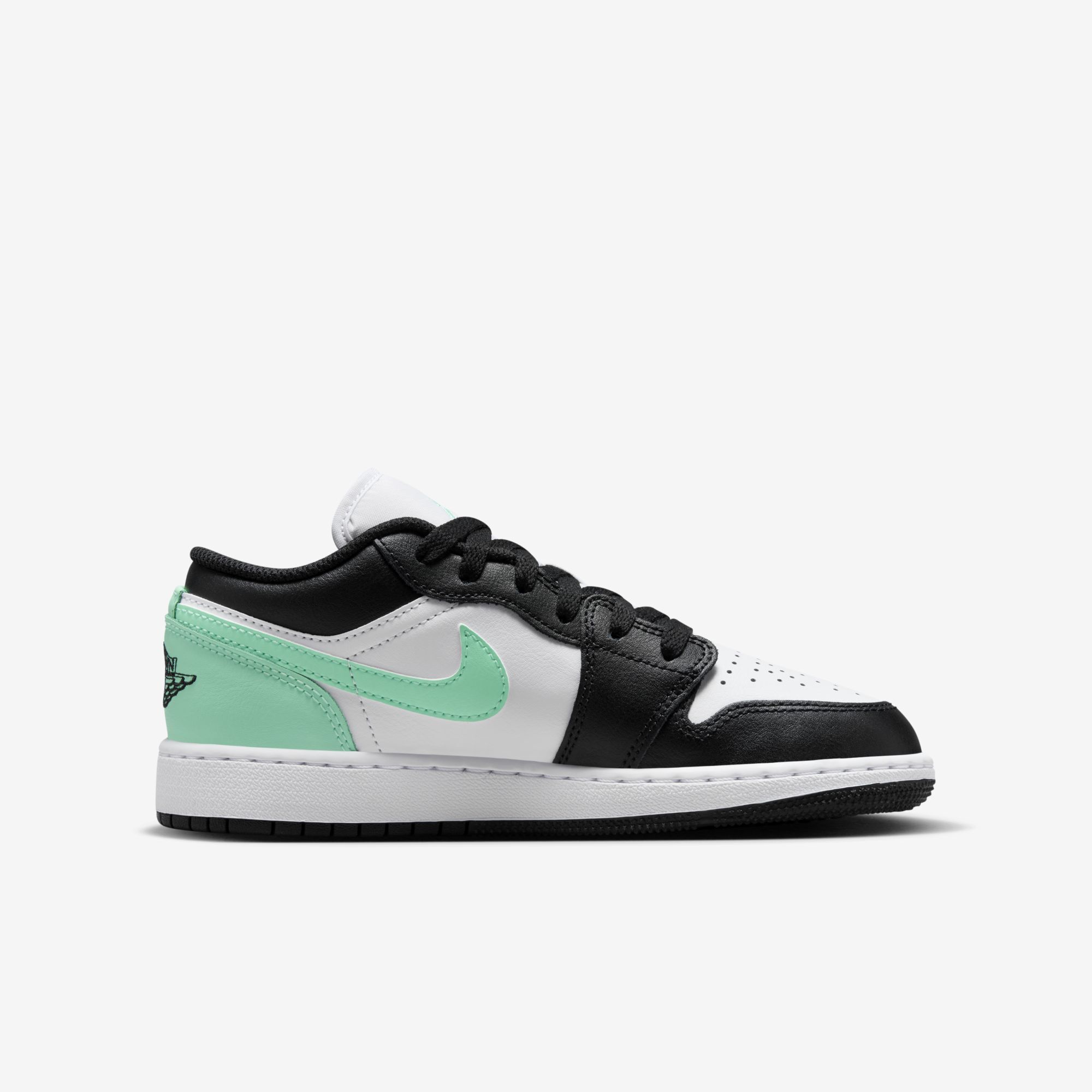 Air Jordan 1 Low, Blanco/Negro-Verde Brillo, hi-res