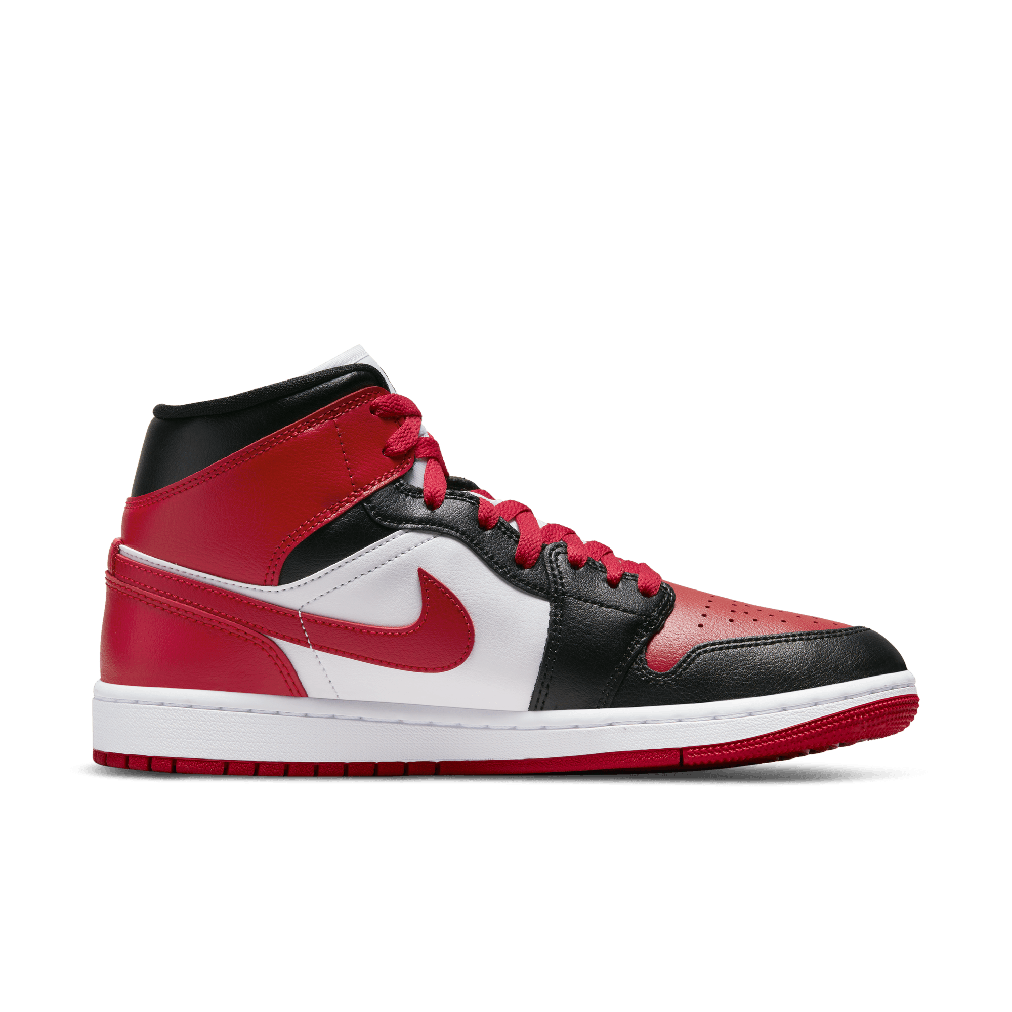 Air Jordan 1 Mid, Negro/Blanco/Rojo gimnasio, hi-res